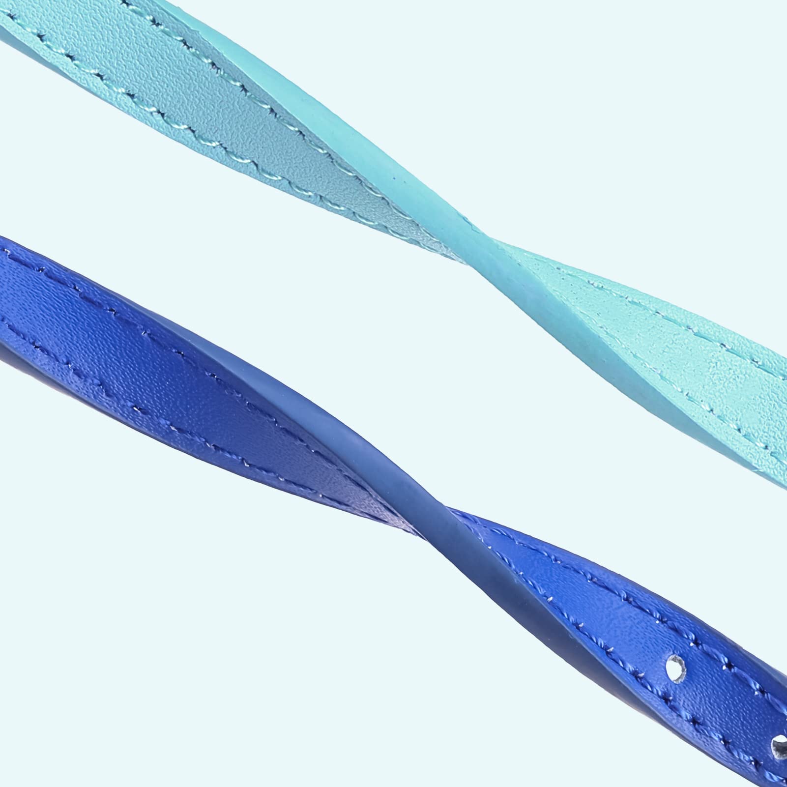 Pupteck 2 Pcs Soft Leather Cat Kitten Collar With Bells Adjustable For Girl Boy Cats Puppy - Pale Turquoise, Navy Blue