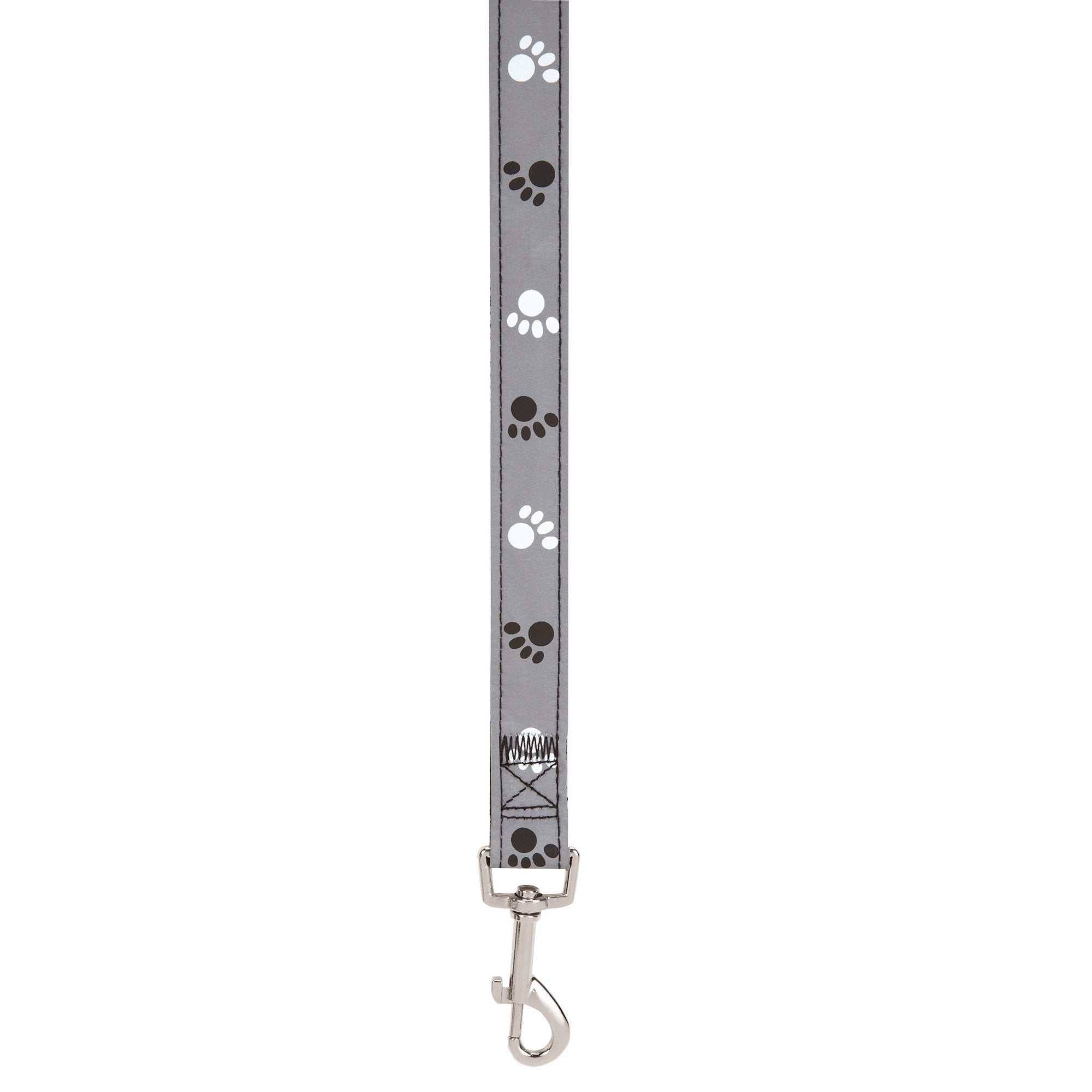 Casual Canine Reflective Pawprint Dog Leash, 6-Feet X 1-Inch Lead, Black