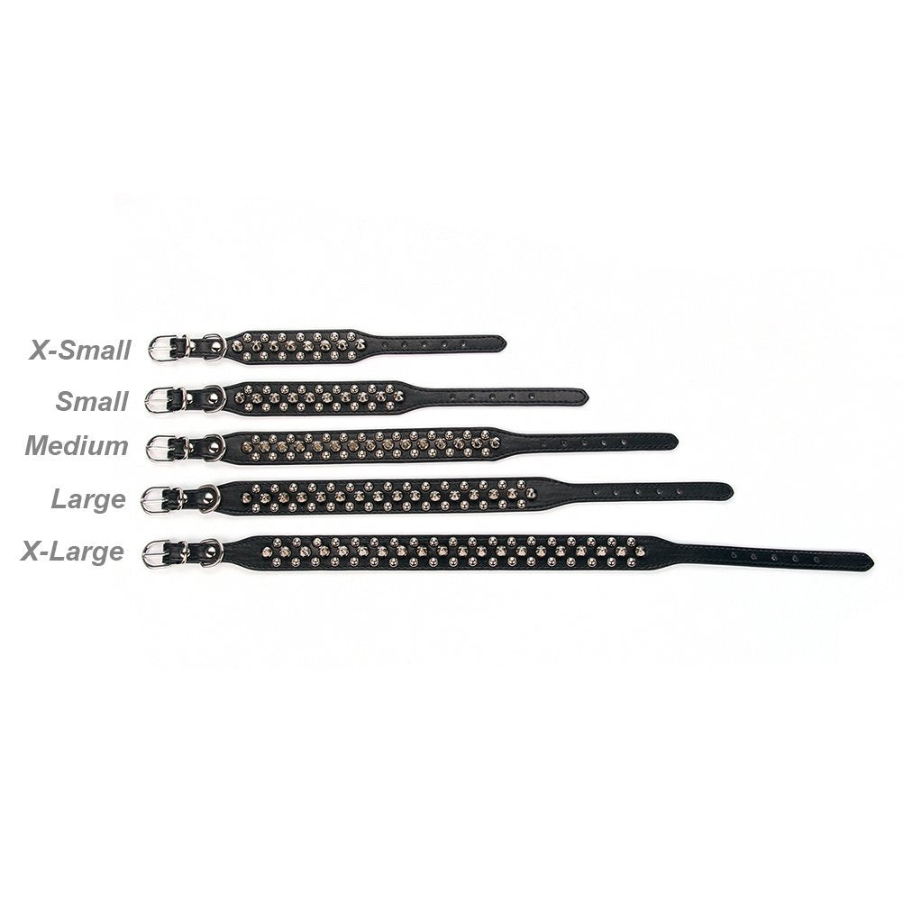 Aolove Mushrooms Spiked Rivet Studded Adjustable Pu Leather Pet Collars For Cats Puppy Dogs (Large, Black)