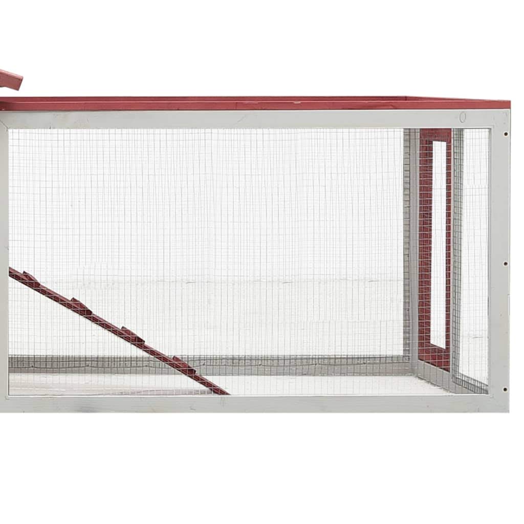 Vidaxl Rabbit Hutch Red 119.3'X23.6'X33.9' Solid Pine & Fir Wood