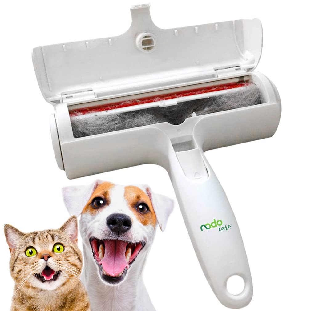 Nado Care Pet Hair Remover - Lint Roller - Self Cleaning Dog & Cat Fur Remover - Remove Dog, Cat Hair From Furniture, Carpets, Bedding, Clothing, Couch, Car Seat White