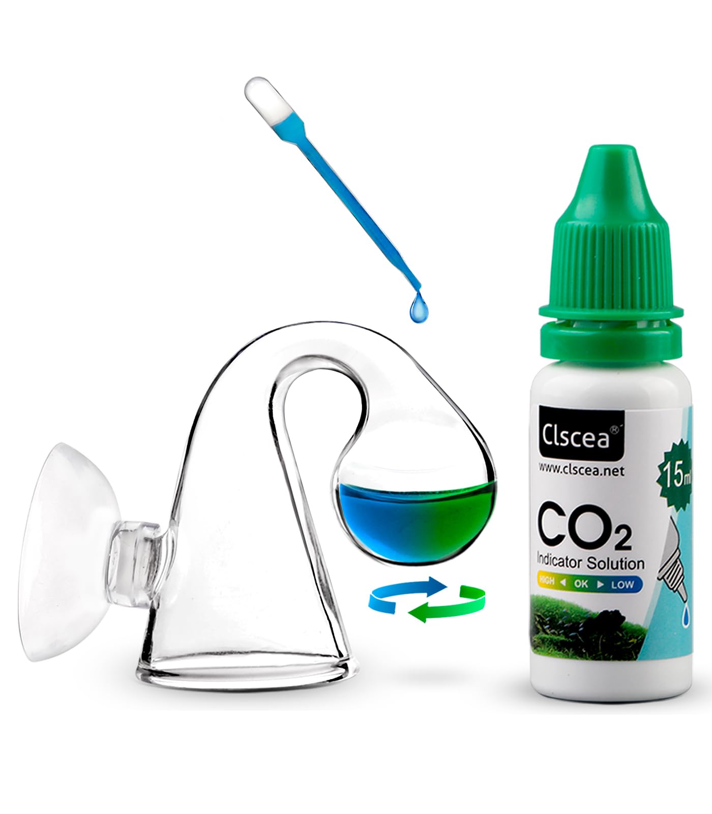 Clscea Aquarium Co2 Drop Checker Co2 Indicator (Glass Checker+15Ml)