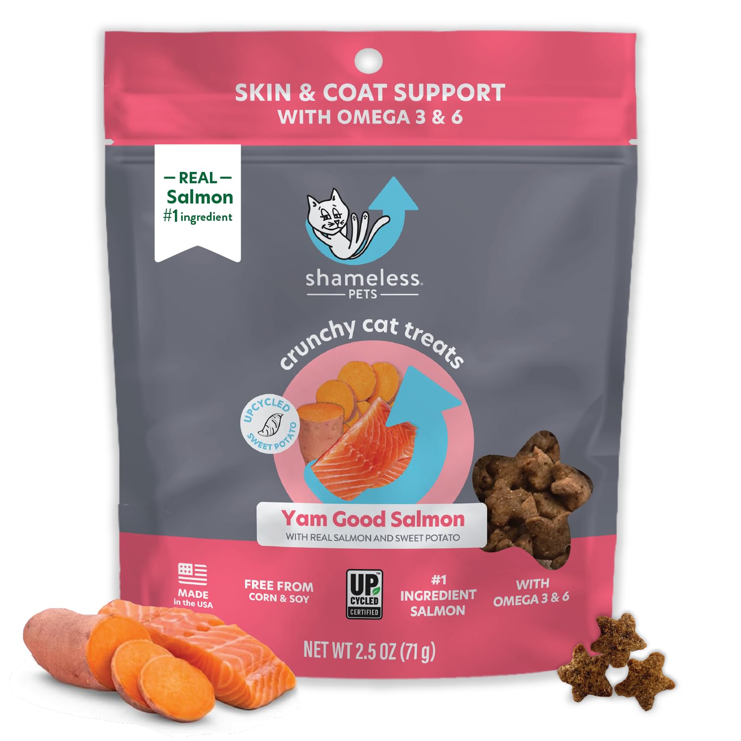 Shameless Pets Crunchy Cat Treats - Kitty Treats for Cats with Skin & Coat Support, Natural Ingredients Kitten Treats with Real