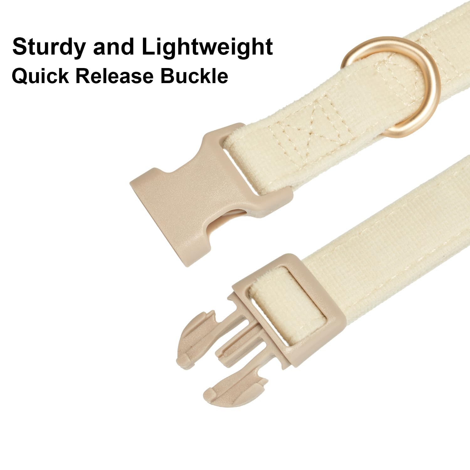 Yudote Soft Cotton Dog Collar Adjustable Corduroy Dog Collars For Small Medium Large Dogs(White,Medium)