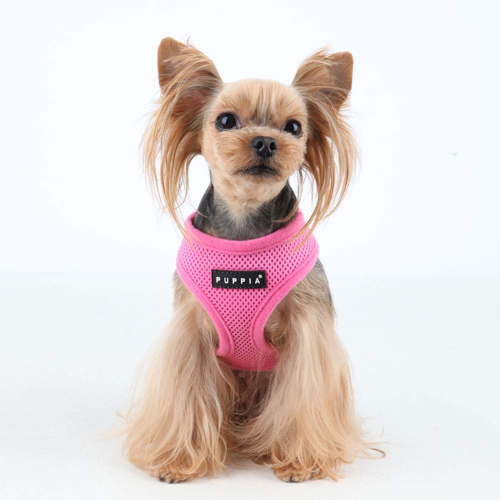 Puppia Soft Dog Harness No Choke Over-The-Head Triple Layered Breathable Mesh Adjustable Chest Belt And Quick-Release Buckle, Pi