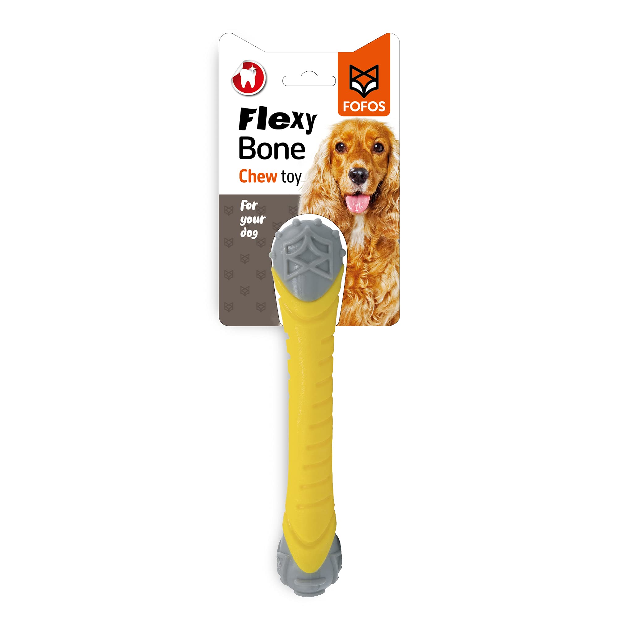 Barkbutler X Fofos Flexy Bone Dog Chew Toy S  Soft & Squeaky Toys For Dogs, Dog Toys For Medium Dogs (520Kgs)  Yellow