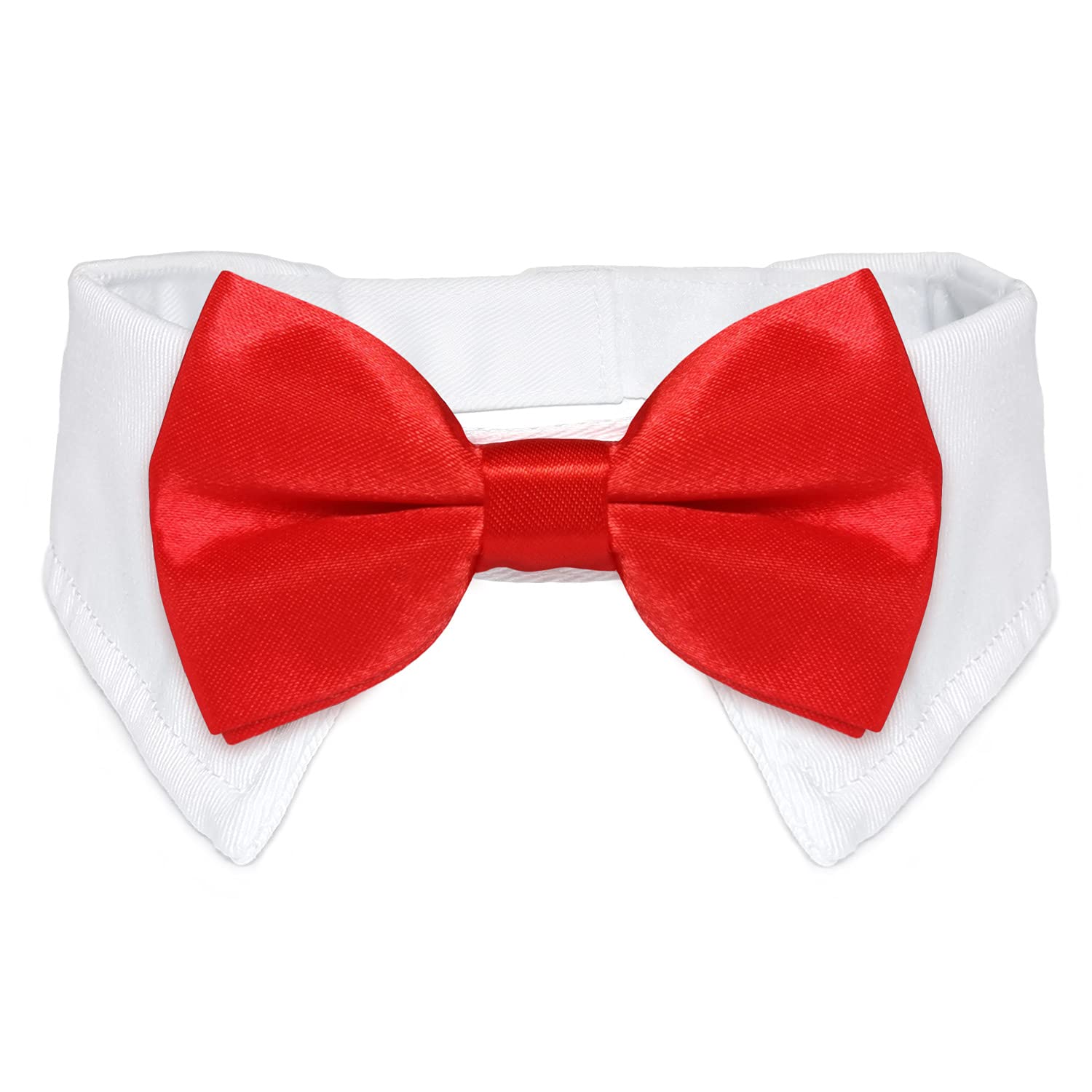 Dog Bowtie, Koolmox Tux Dog Collar For Weddings With Handcrafted Adjustable White Collar And Black Tie, Classic Neck Tie For Sma