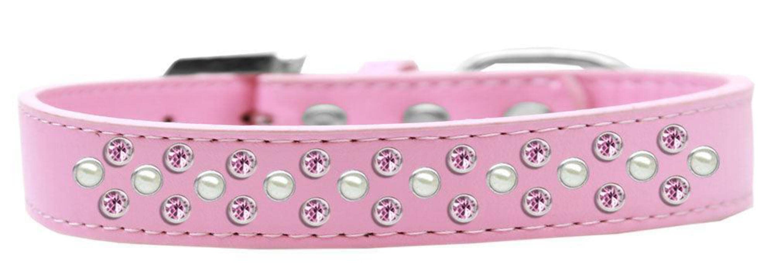 Mirage Pet Products Sprinkles Dog Collar with Pearl and Light Pink Crystals, Size 20, Light Pink
