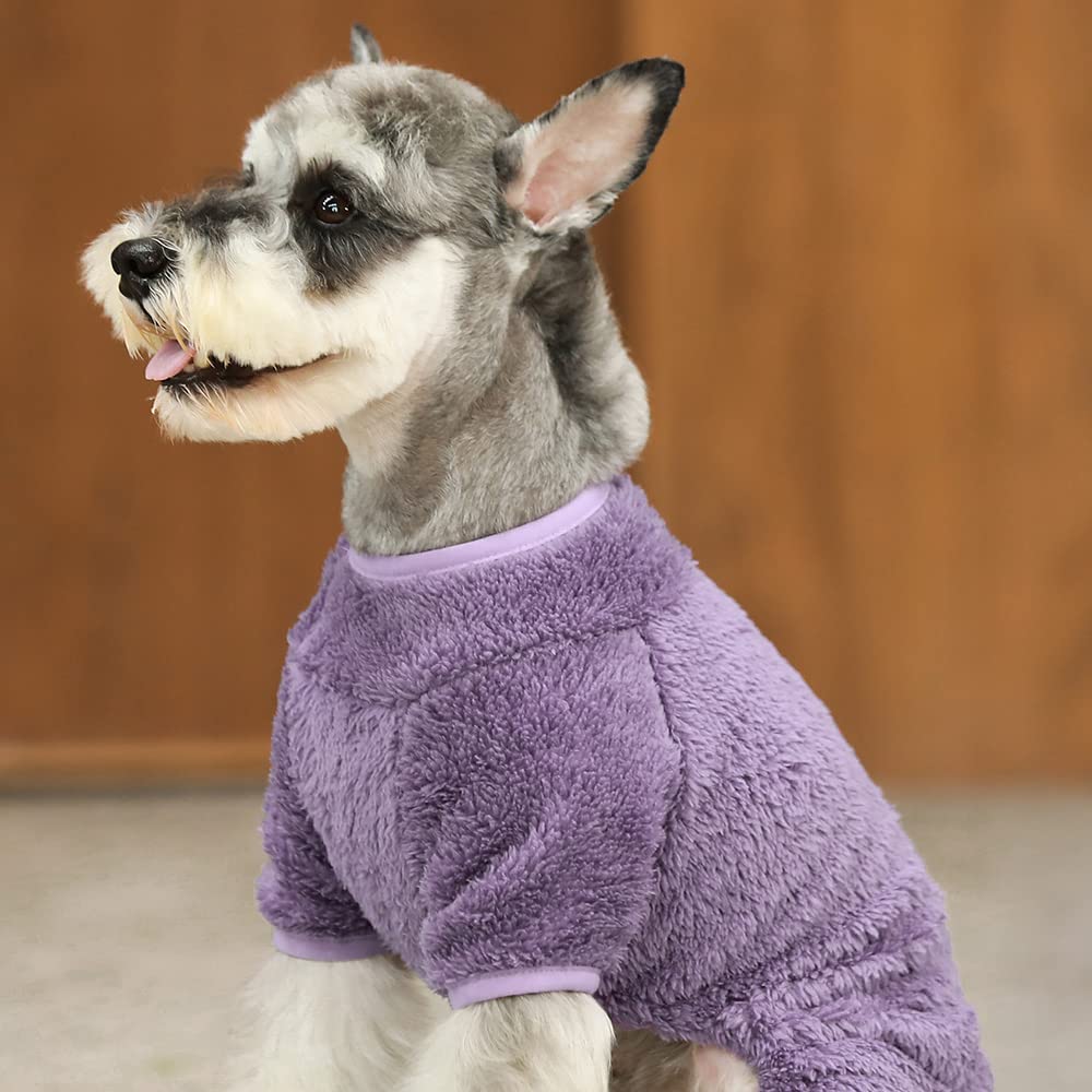 Fitwarm Dog Fuzzy Fleece Pajamas, Dog Winter Clothes For Small Dogs Girl, Pet Jumpsuit, Doggy Apparel, Purple, Xxl