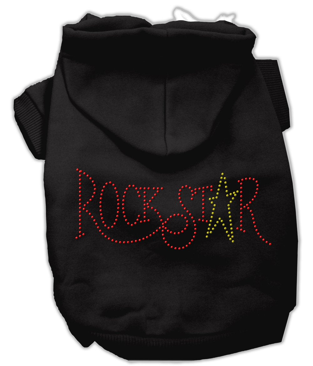 Pet, Dog & Cat Hoodie Rhinestone, "Rockstar" Black 3XL (25-35 lbs.)