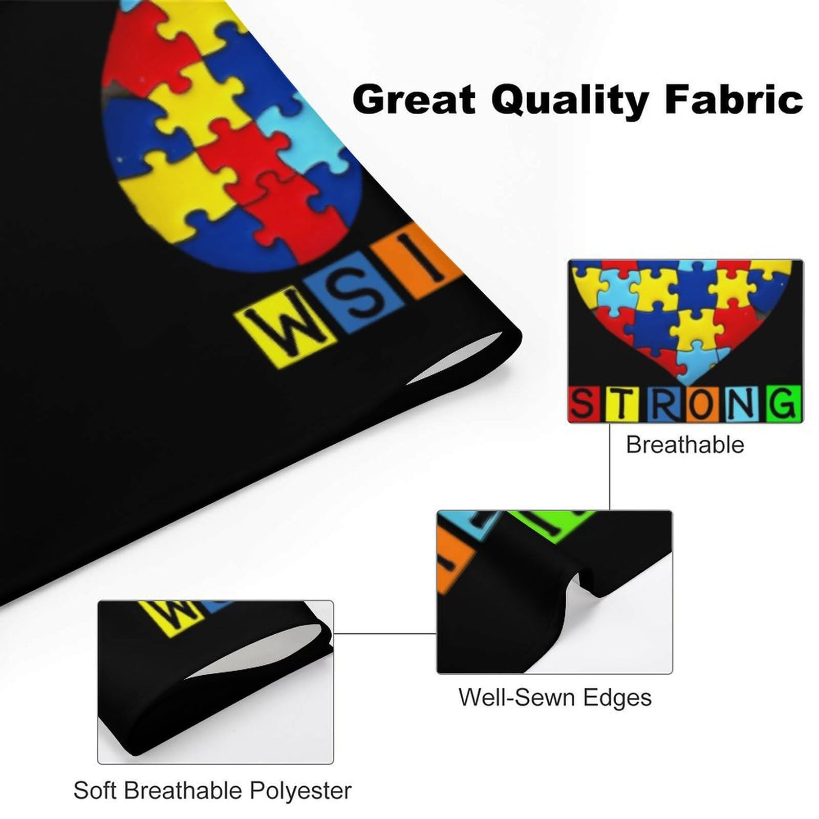 Dog Bandanas Autism Strong Heart Puzzle Piece Awareness (2) Puppy Pet V-Neck Bibs Scarf Triangle Adjustable Kerchief Accessories