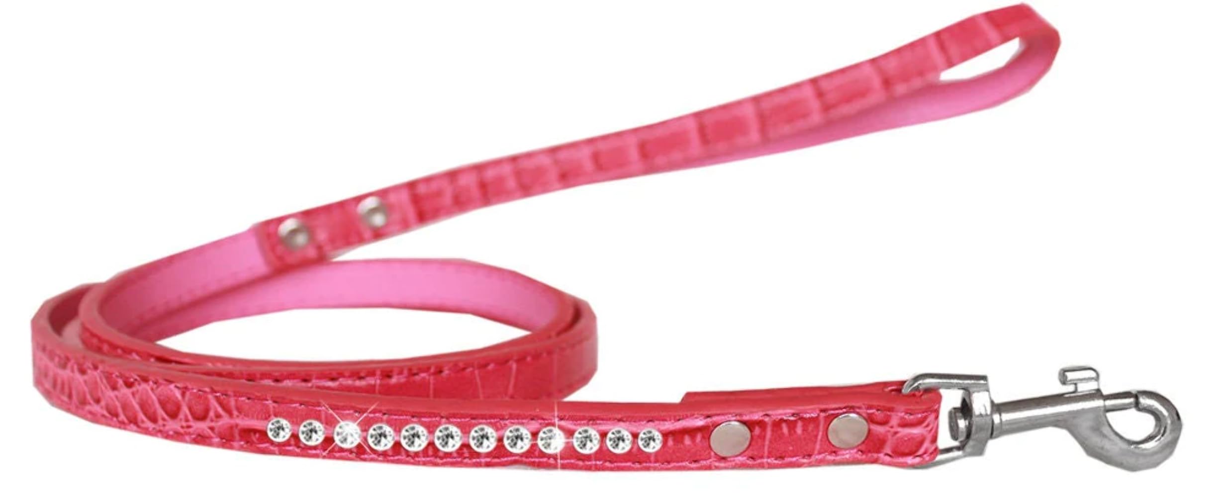 Mirage Pet Product Clear Jewel Croc Leash Silver 1/2'' wide x 6' long
