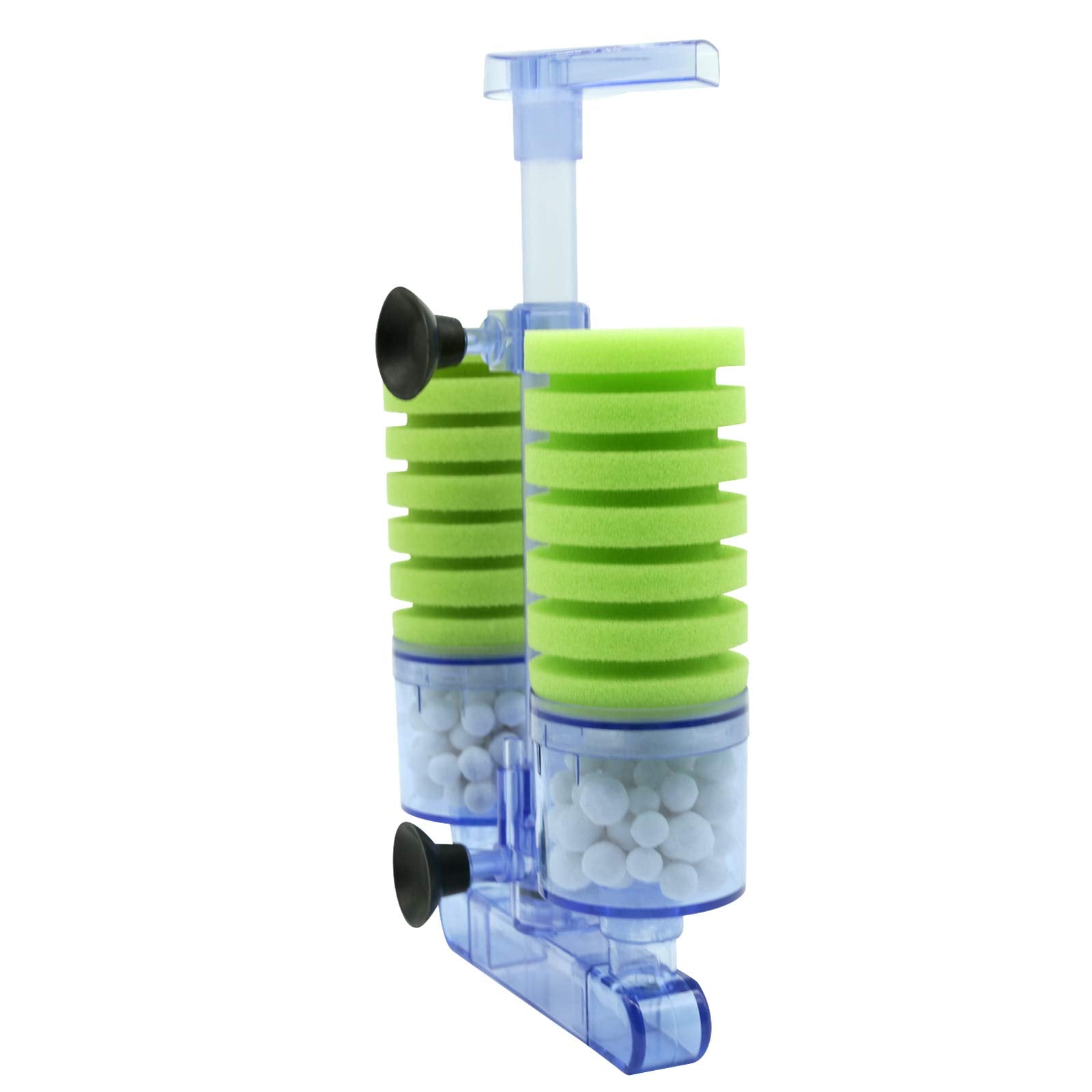 Upettools Aquarium Biochemical Sponge Filter, Ultra Quite Aquarium Air Pump Double Head Bio Sponge Fish Tank Foam Filter