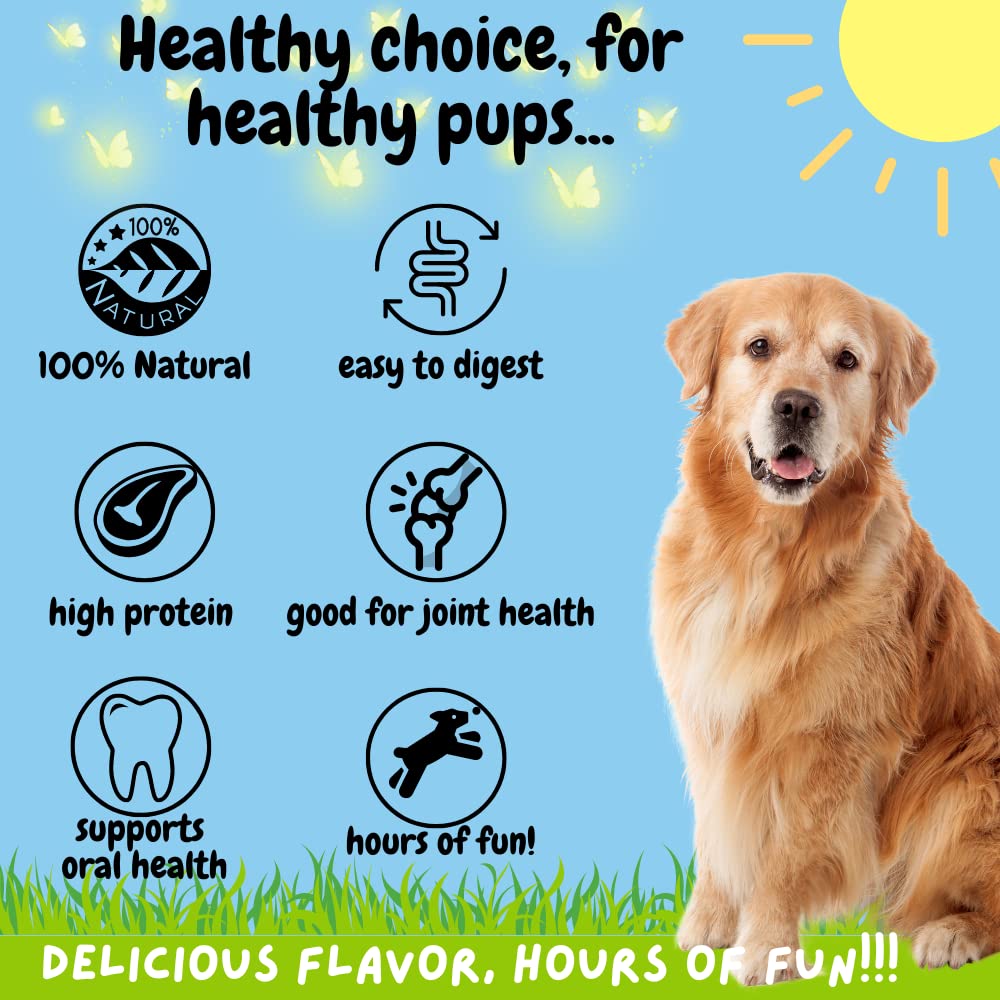 BULLYSTICKS & MORE 6 Inch Beef Cheek Rolls for Dogs (6 Extra Thick - 3 Count) - Beef Cheek Bones for Dogs - Dog Parents Choice -