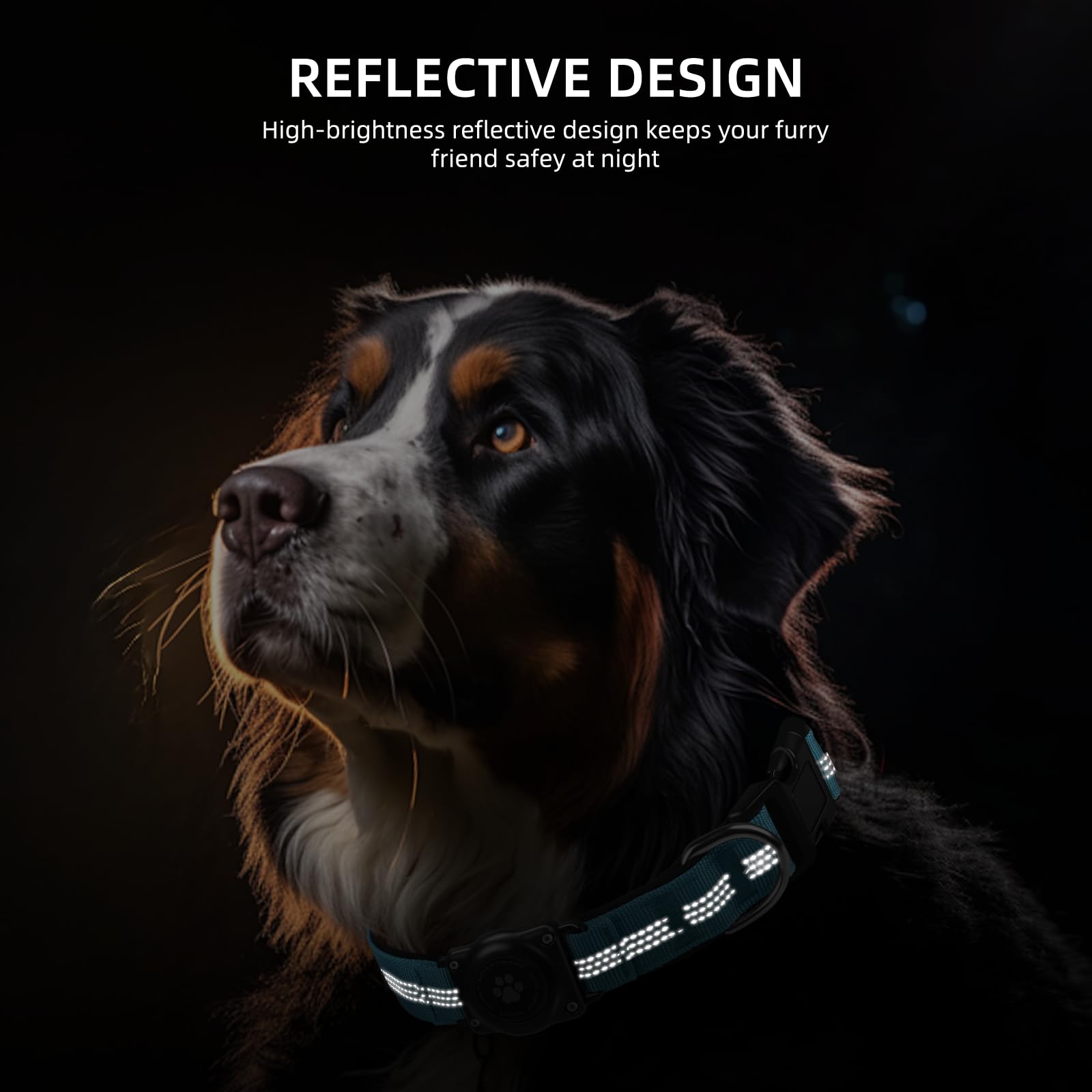 Upgraded Airtag Dog Collar, Ip68 Waterproof Air Tag Dog Collar Holder, Reflective, Ultra-Durable, Comfortable Padded, Heavy Duty Dog Collars For Small Medium Large Dogs (S (10.6'-13.6'), Blue)