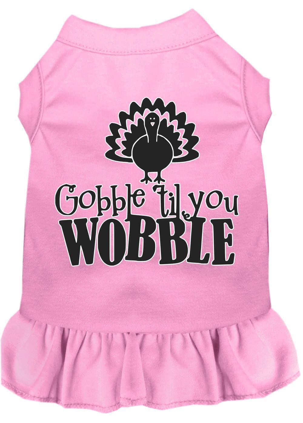 Thanksgiving Pet Dog & Cat Dress Screen Printed, "Gobble Til You Wobble" Black W/Bright Pink 3XL (25-35 lbs.)