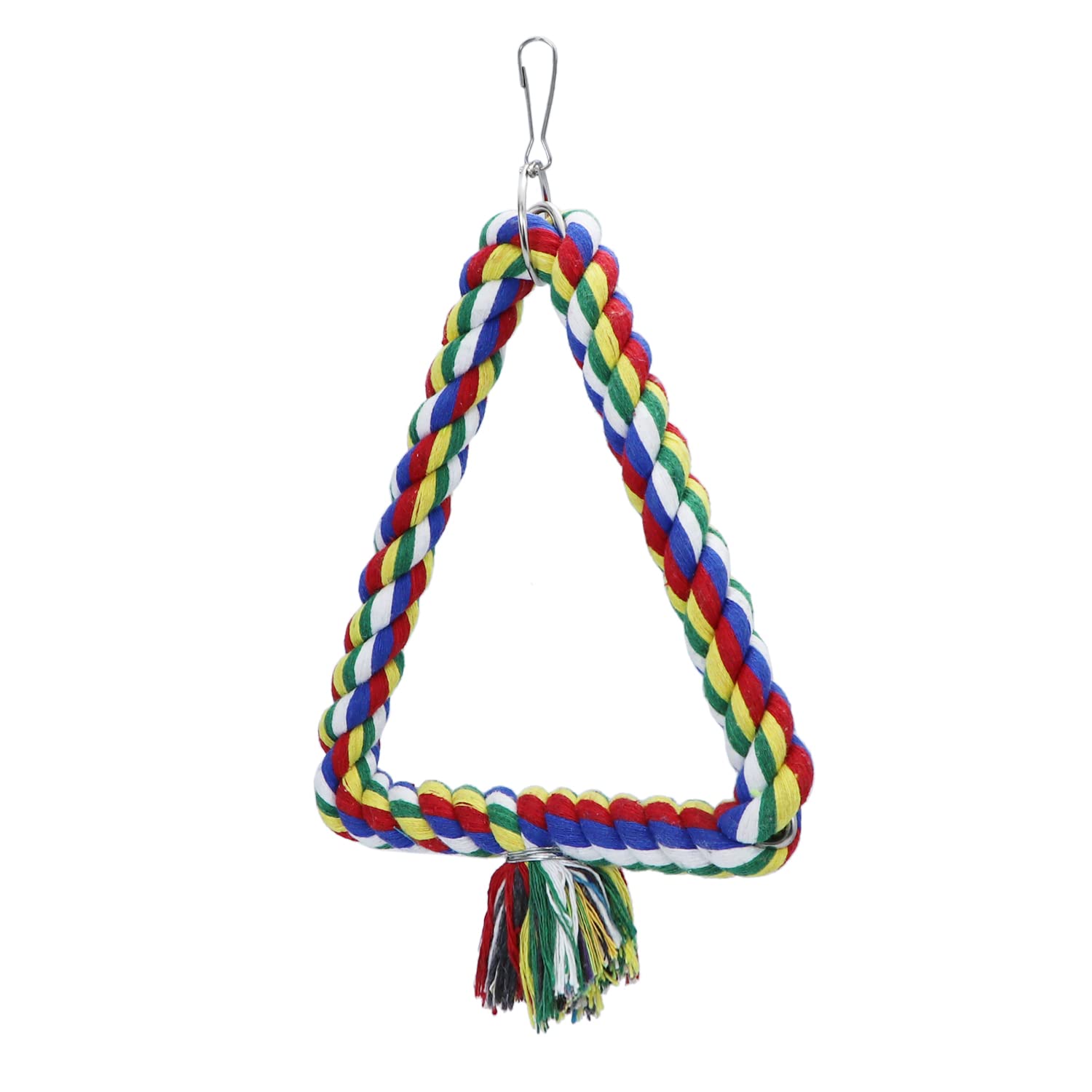 Wontee Bird Triangle Rope Swing Colorful Perch Chewing Toy For Parrots Budgie Parakeet Cockatiel Cockatoo (S)