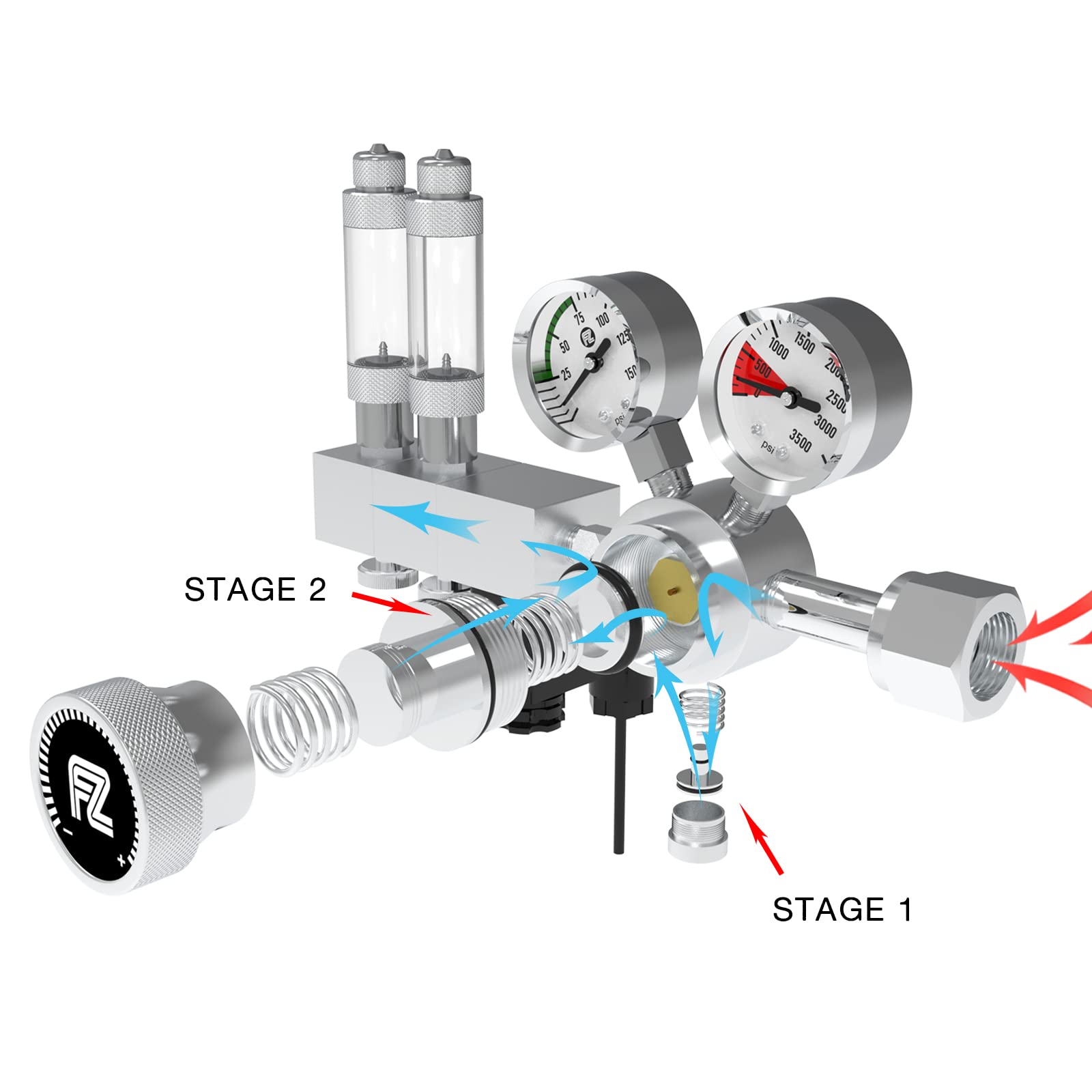 Fzone Pro Series Aquarium Dual Stage Co2 Regulator Adjustable Output Pressure With Dc Solenoid And Integrated High Precision Needle Valve And Bubble Counter
