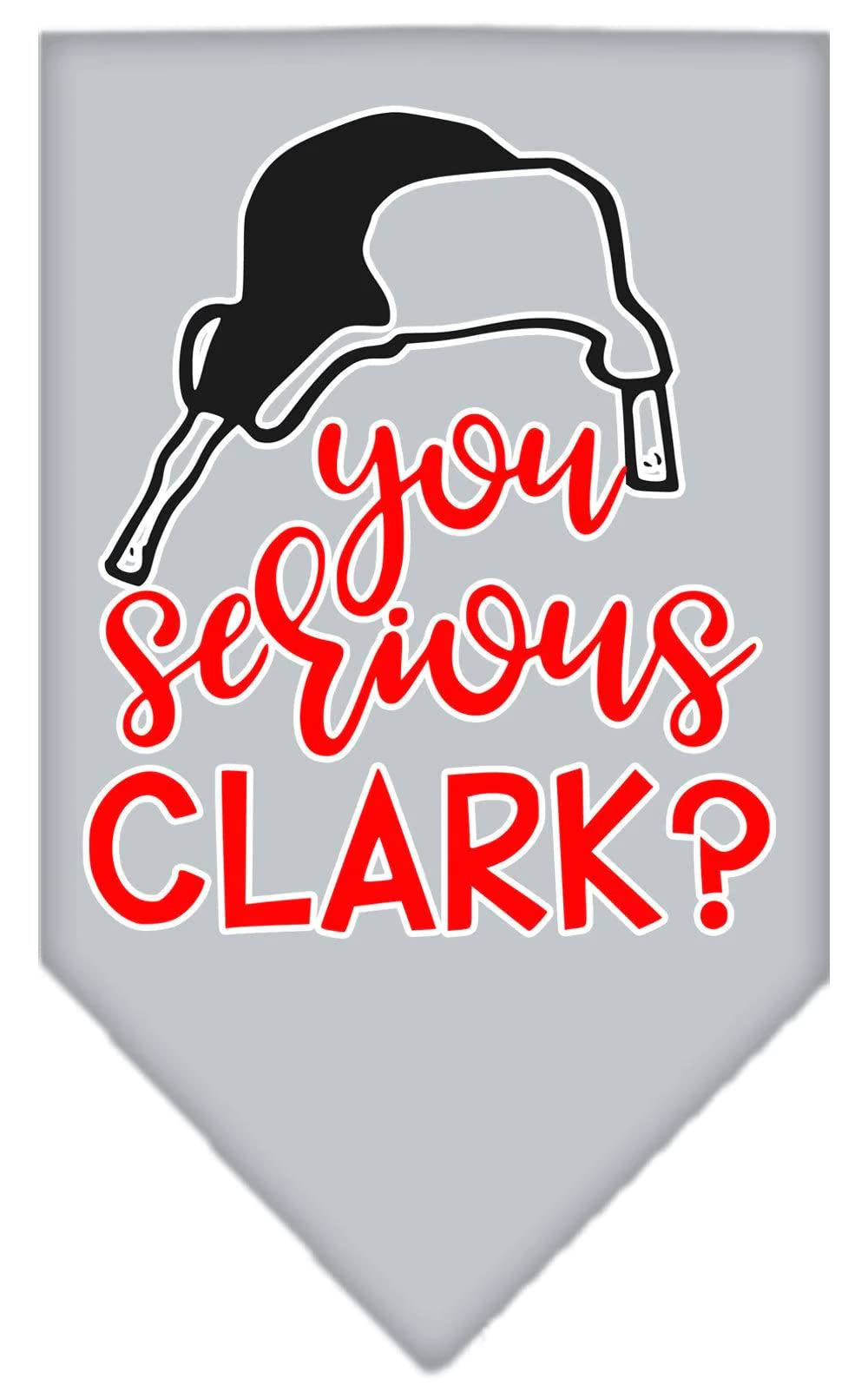 Christmas Pet and Dog Bandana Screen Printed, "You Serious Clark?" Black Large
