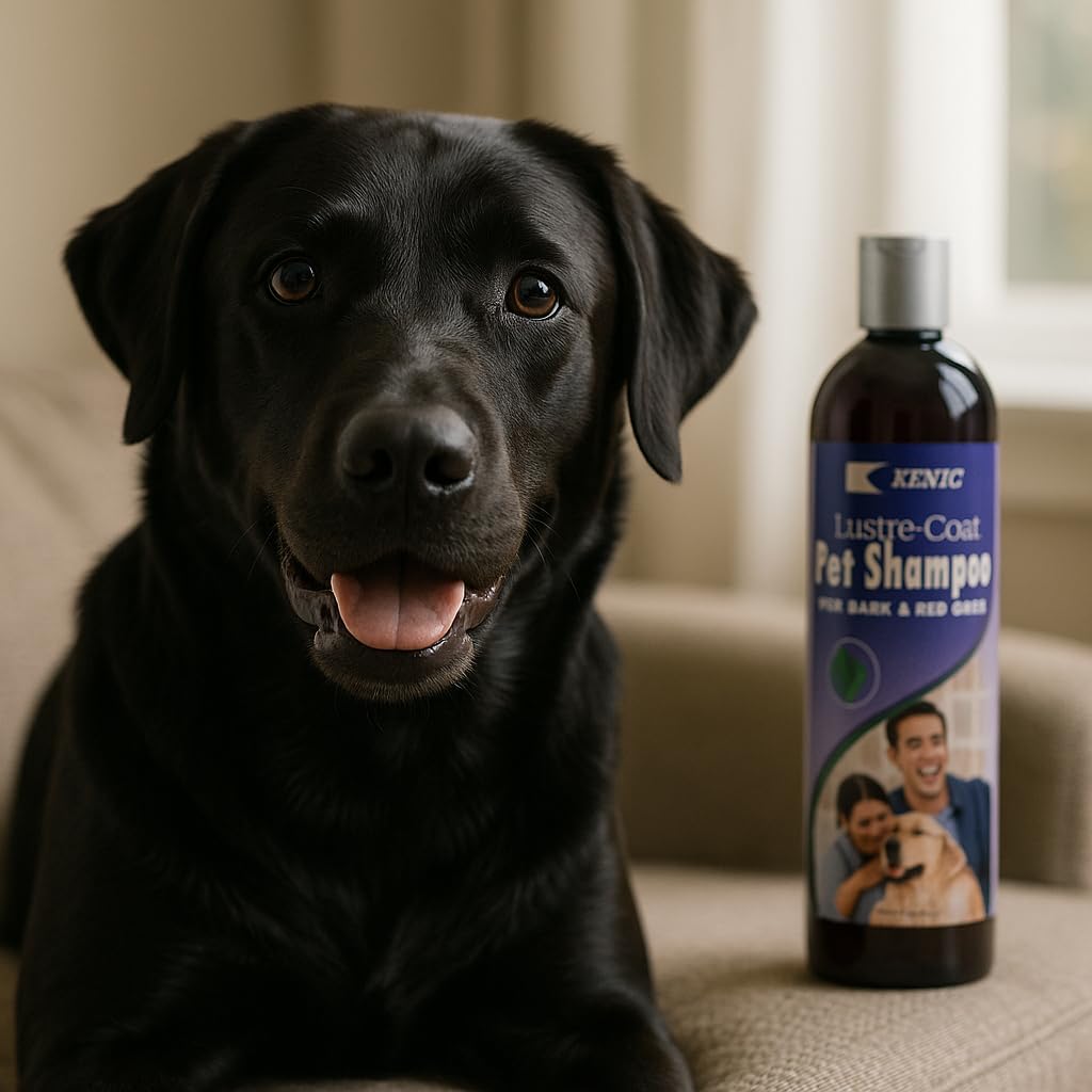 Kenic Dark Coat Dog & Cat Conditioning Shampoo - Enhances Deep Coat Color & Shine, Soap & Paraben-Free Grooming Formula, Made in
