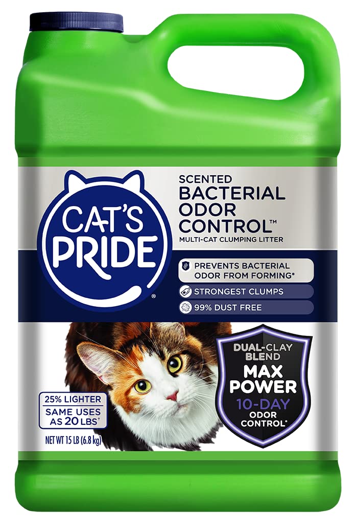 Cat'S Pride Max Power Clumping Multi-Cat Litter 15 Pounds, Bacterial Odor Control
