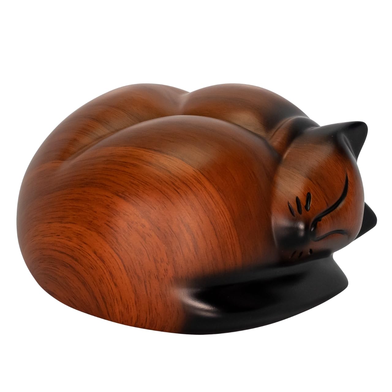 Sleeping Cat Pet Urn, Cremation Urn For Feline Ashes, Brown Cats, Kitty Urn, Medium Sized Pets Memorial, 3.75 Inches High