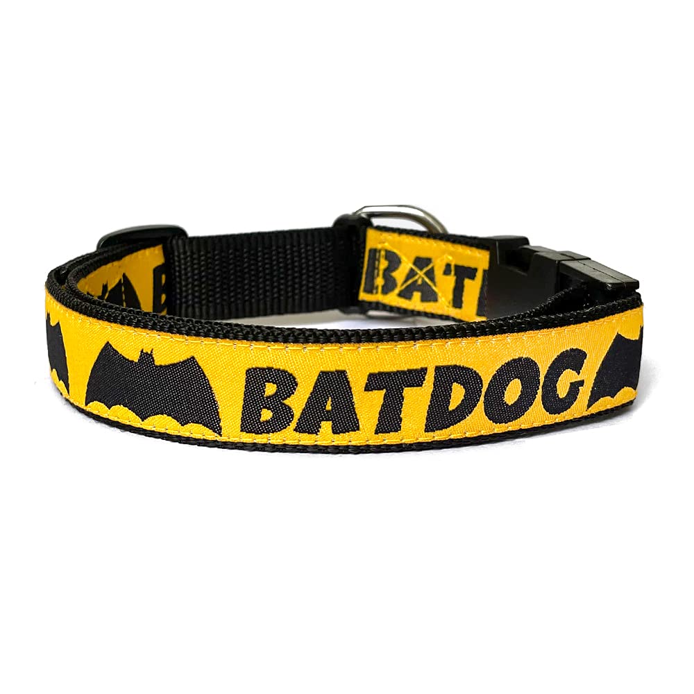 That Dog In Tuxedo Batdog  Dog Collar  Adjustable And Strong (Black) (Size M/L)