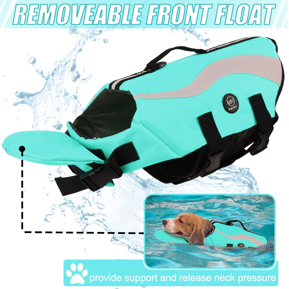Emust Dog Life Jacket, Ripstop Large Dog Life Vests Swimsuit For Boating/Swimming/Pool With Double Rescue Handles, Dogs Flotatio