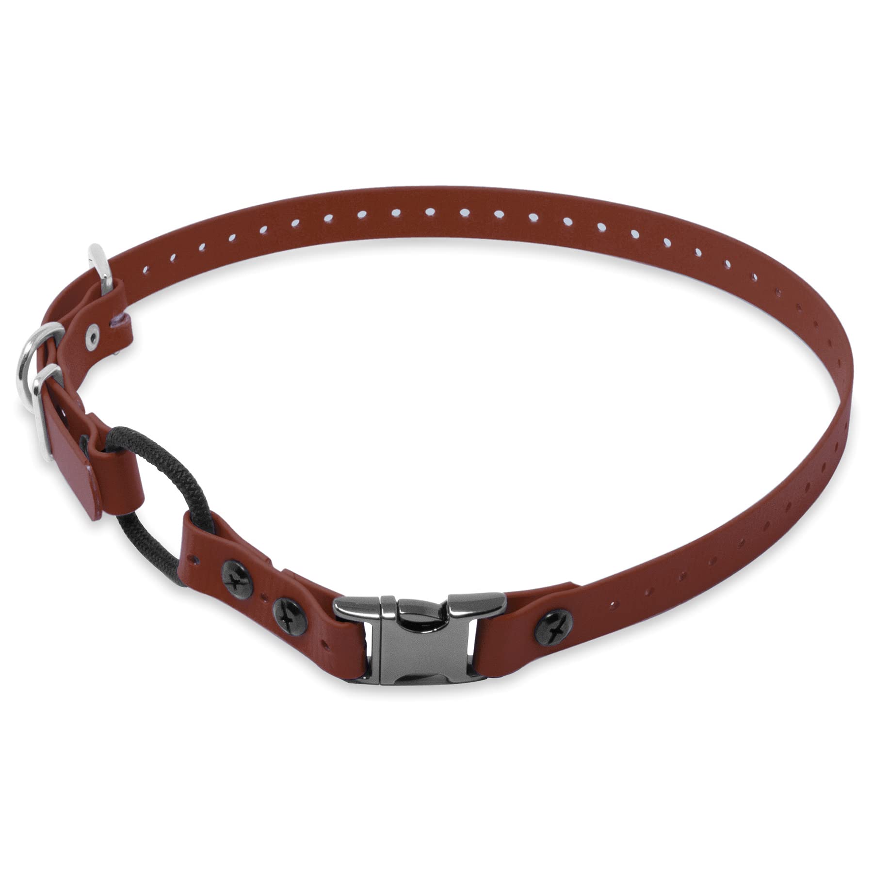 Educator Quick Snap Bungee Dog Collar, Biothane, Waterproof, Odorproof, Easy Connect And Disconnect Clasp And D Ring With Comfort Bungee Loop, Adjustable For Custom Fit, 3/4-Inch, Brown