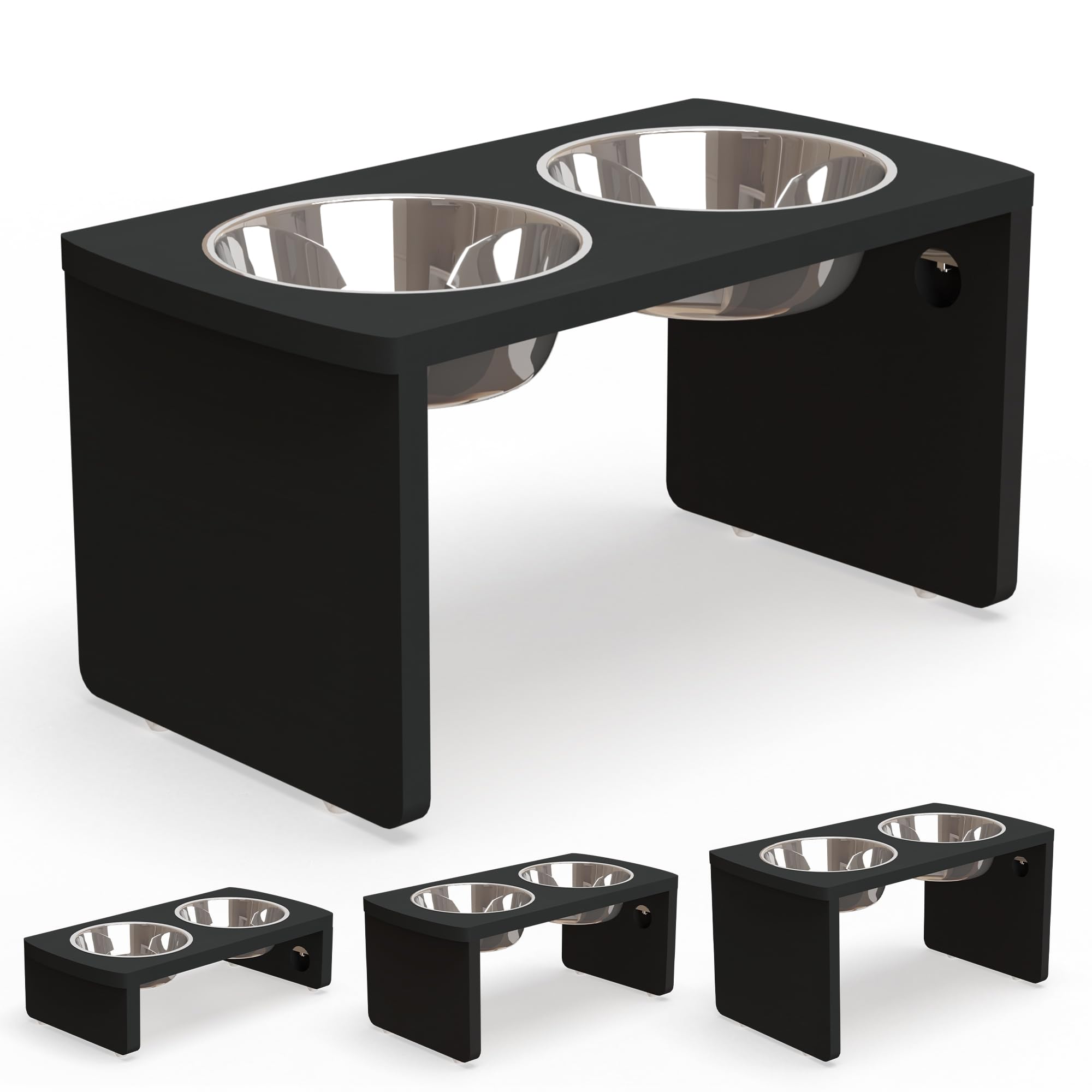 Elevated Dog Bowls, Bamboo Raised Dog Bowl for Large Dogs & Medium Dogs, with 2 Stainless Steel Bowls (10   Tall-48 oz Bowl)