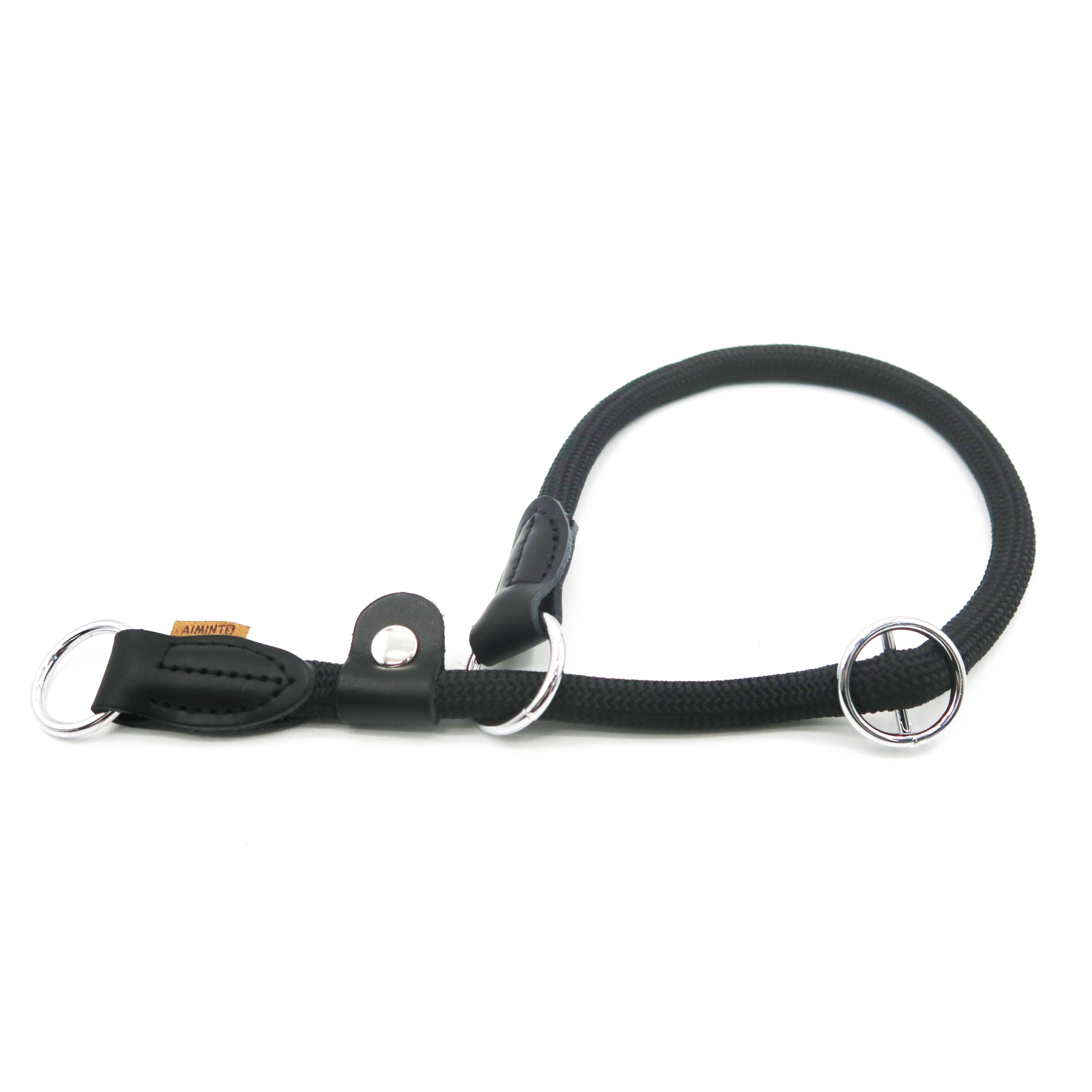 Aiminto Braided Round Martingale Dog Collar, Training Collar With Slidable Stop Ring And Adjustable Stopper - Ideal For Large Do