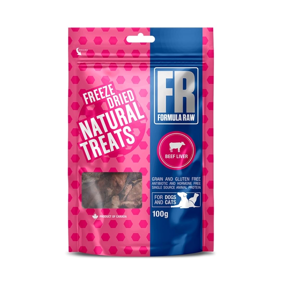 Formula Raw Freeze-Dried Beef Liver Pet Treats - Single Ingredient, High Protein Natural Snack for Dogs and Cats - Grain-Free, A