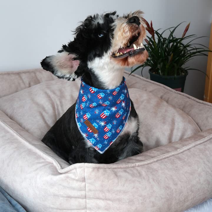 Up Urara Pup 4Th Of July Dog Bandana, Patriotic Bandana For Medium Large Dog, Cute Patriotic Puppy Bandana, Cotton American Flag