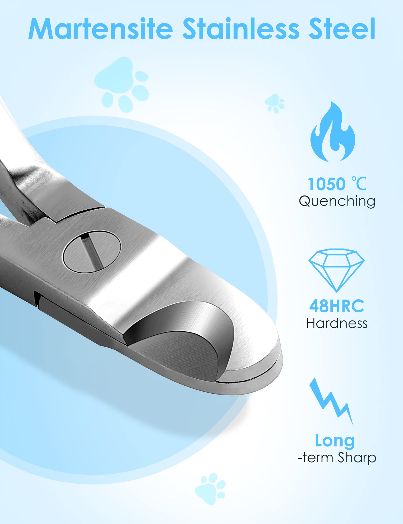 Gobeigo Upgrade Wide Open Dog Nail Clippers For Large Dogs Cut Like Butter, Heavy Duty Dog Nail Trimmer Full Metal Razor Sharp Professional For All Dogs Cats With Thick Toenail