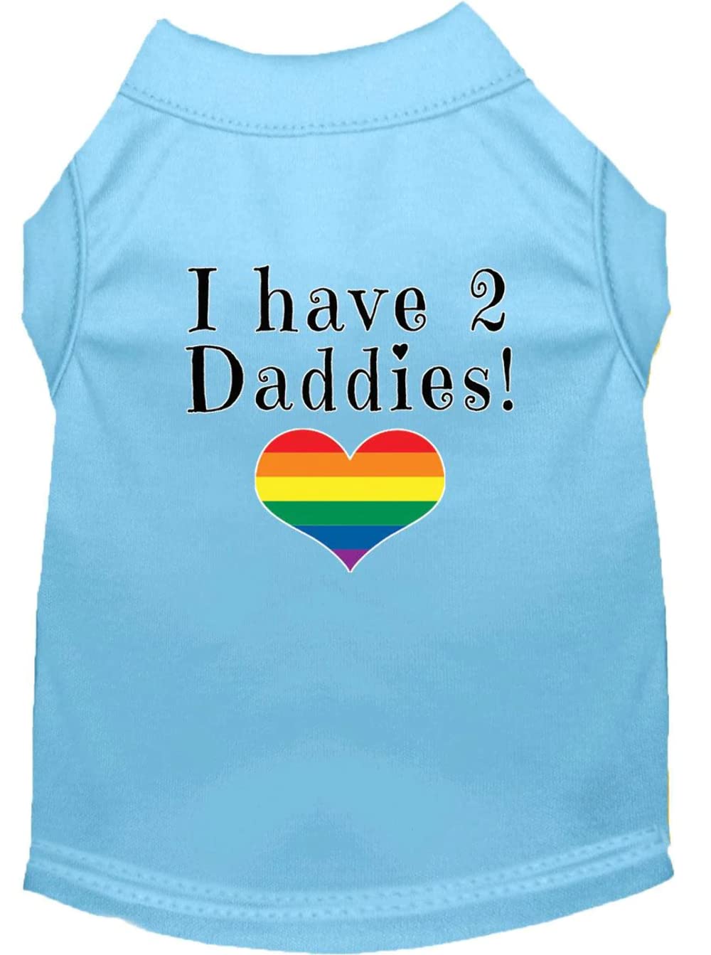 Pet Dog & Cat Shirt Screen Printed, "I Have Two Daddies" Bright Pink SM (3-6 lbs.)