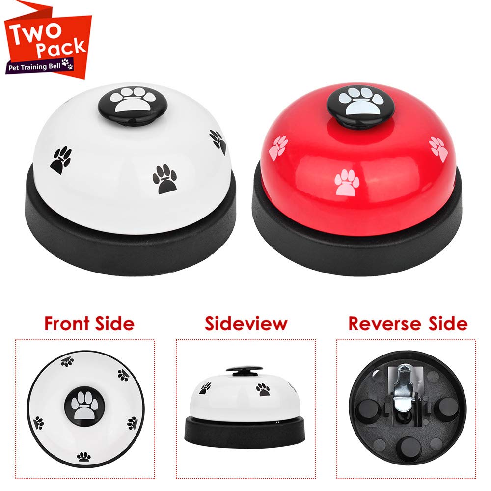Slowton Dog Doorbells, 2 Pack Metal Bell Dog Training With Non Skid Rubber Bottoms Dog Door Bell For Potty Training Clear Ring Pet Tool Communication Device For Small Dogs Cats (Red+White)