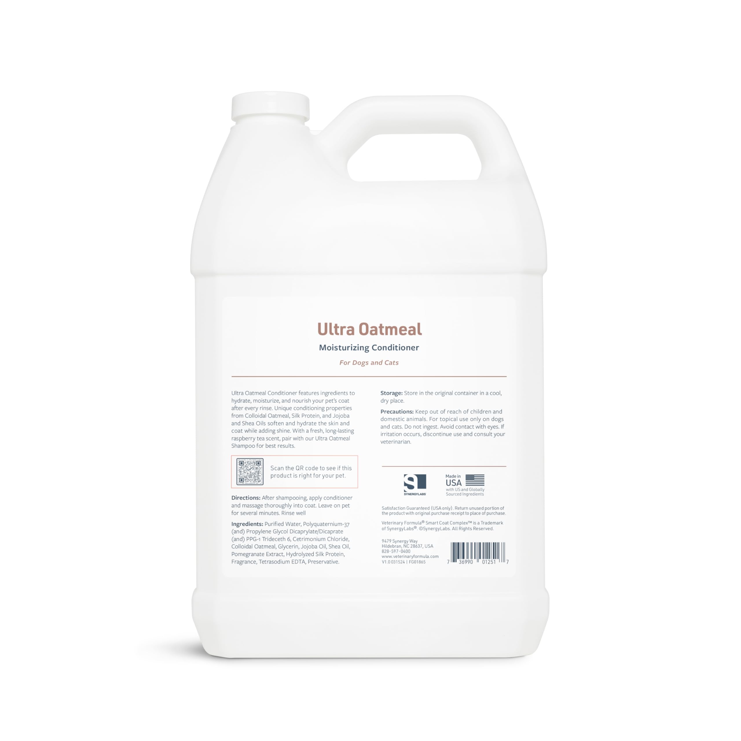 Veterinary Formula Smart Coat Complex Ultra Oatmeal Moisturizing Conditioner for Dogs, 128 Fl oz / 1 Gal - w/ Colloidal Oatmeal