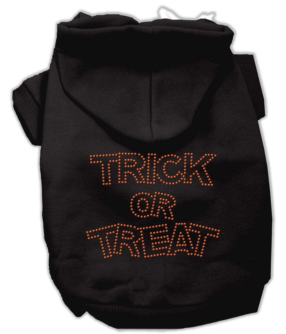 Halloween Pet Dog & Cat Hoodie Rhinestone, "Trick Or Treat" Black 3XL (25-35 lbs.)