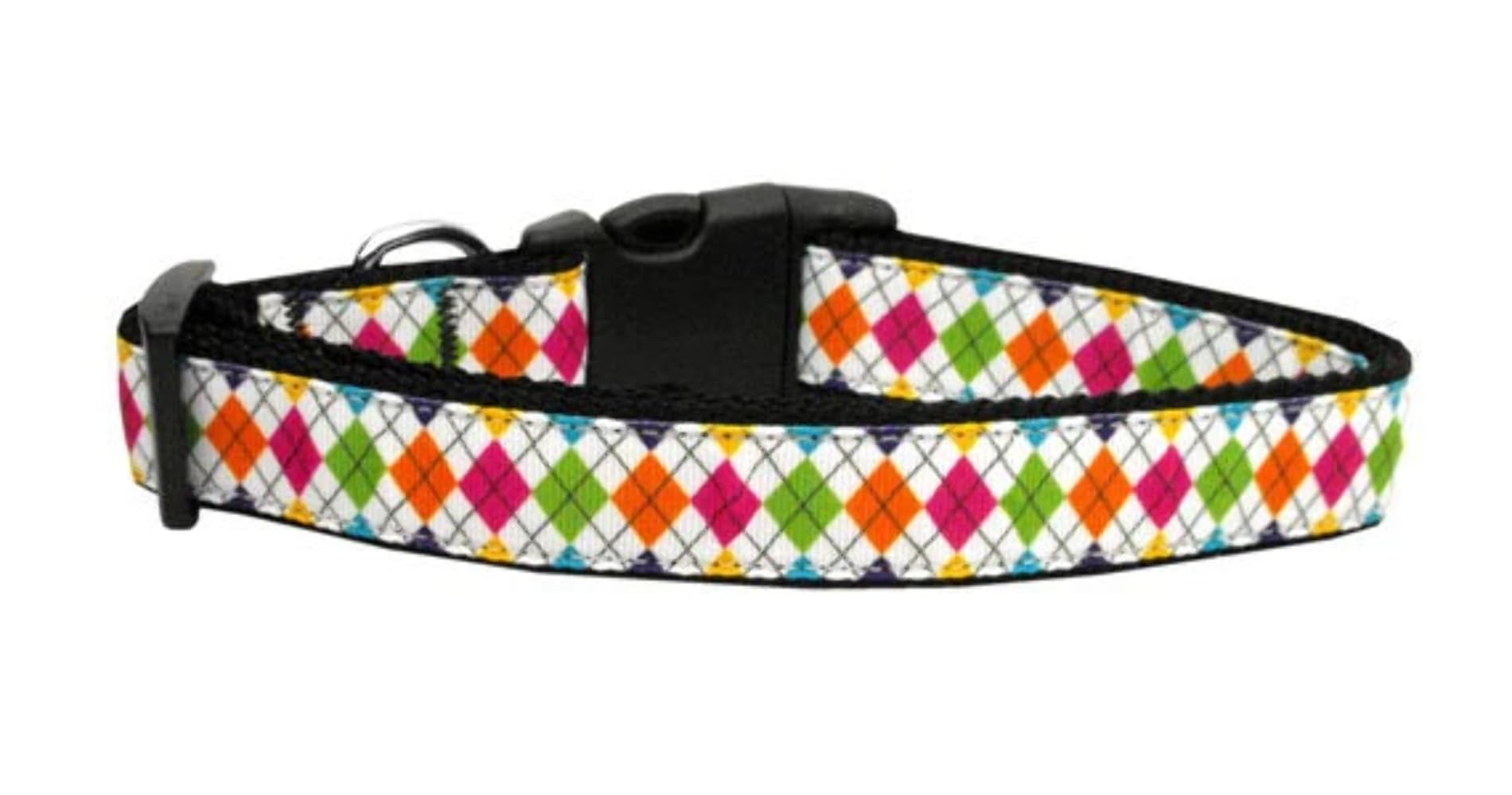 Pet Dog & Cat Nylon Collar or Leash, "Colorful Argyle" 1" w x 4 ft. leash