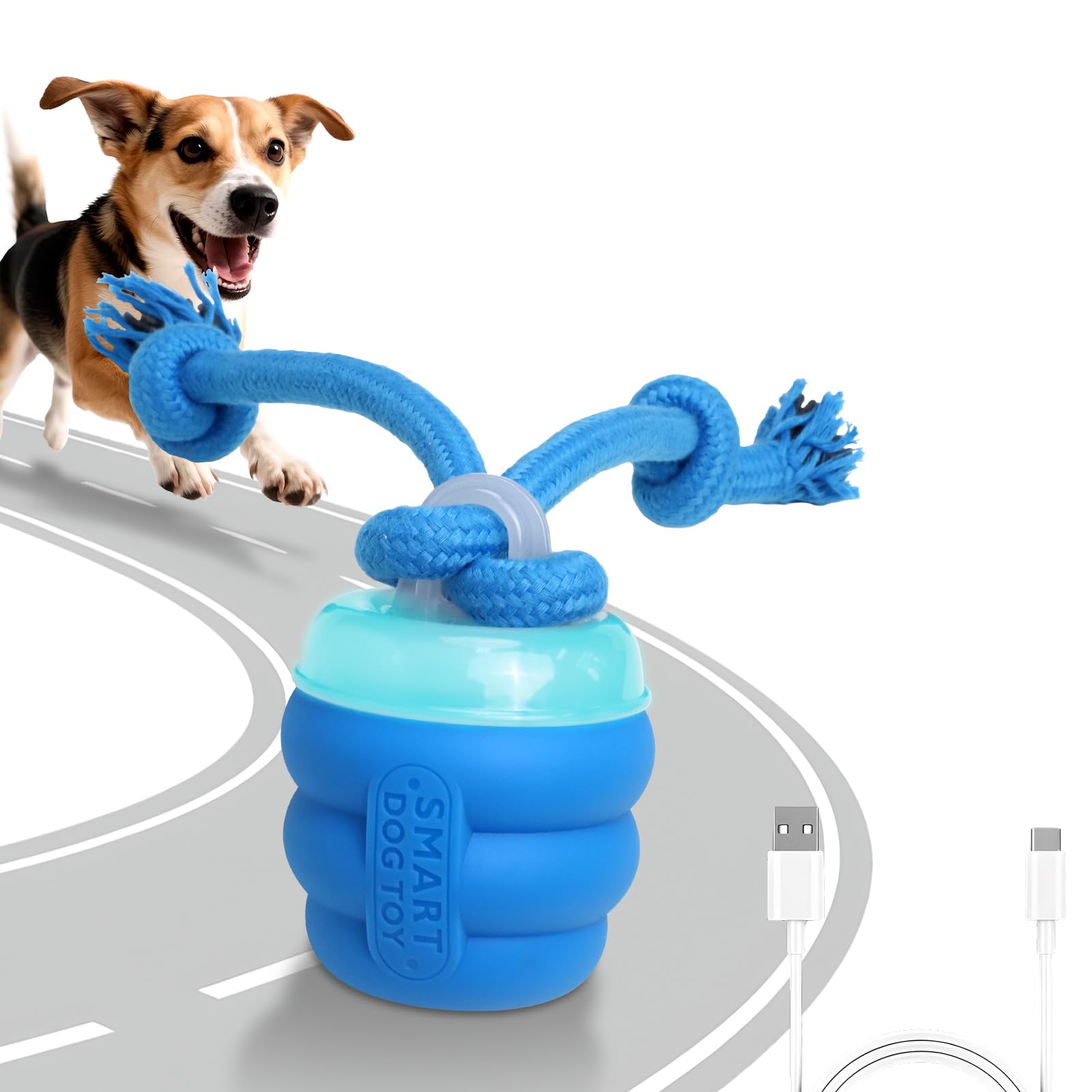 BENTOPAL Interactive Dog Toys Touch Activated Bouncing & Jumping Dog Ball with Rope, Squeaky Doggie Toys to Keep Them Busy