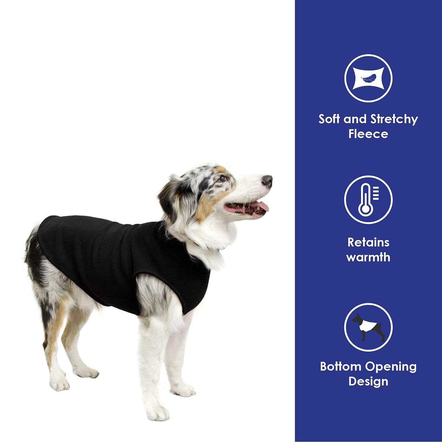 Gooby Stretch Fleece Vest Dog Sweater - Warm Pullover Fleece Dog Jacket - Winter Dog Clothes For Small Dogs, Large Dogs, Boy Or Girl - Soft, Super Stretchy Fleece Vest Dog Sweater - Black, 6X-Large