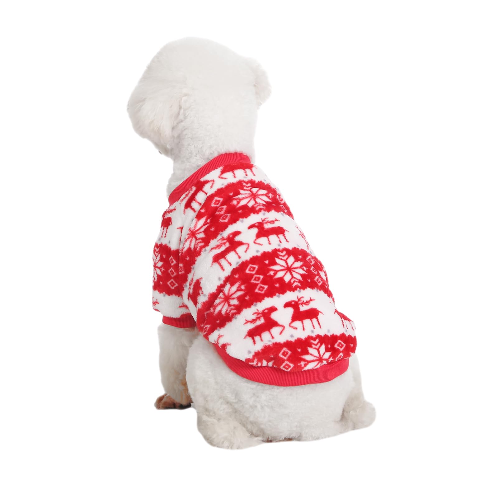 Kyaringtso Dog Sweater, 2 Pack Dog Sweaters For Small Dogs, Dog Clothes For Small Dogs Girl Boy, Ultra Soft And Warm Puppy Sweater Dog Coat For Winter Christmas (X-Small, Xmas Red+Xmas Blue)