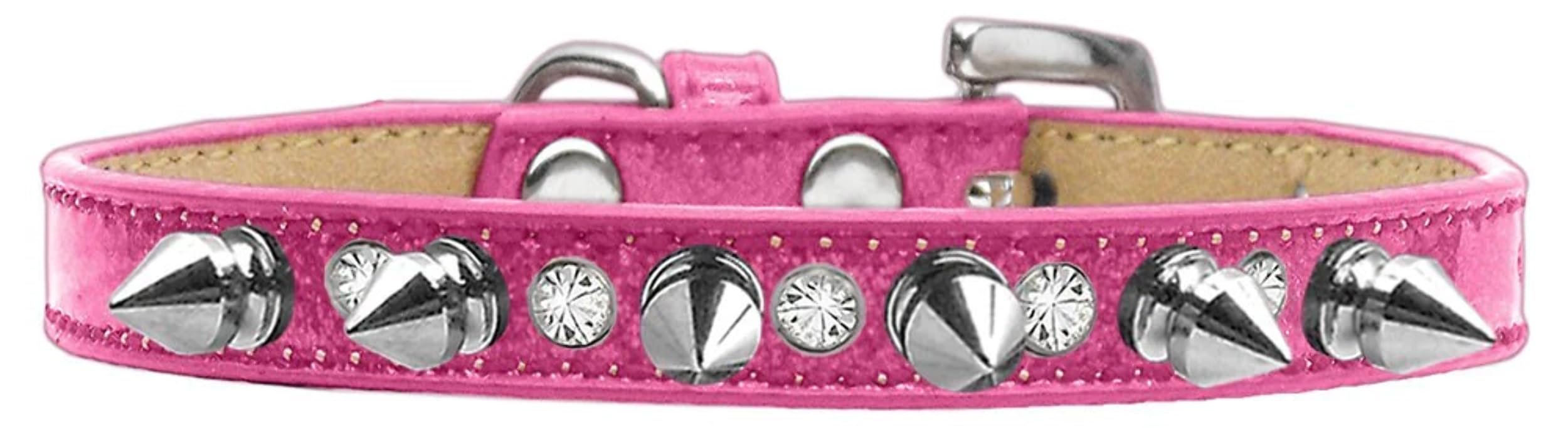 Dog, Puppy and Pet Ice Cream Collar, Crystal & Silver Spikes Blue 10