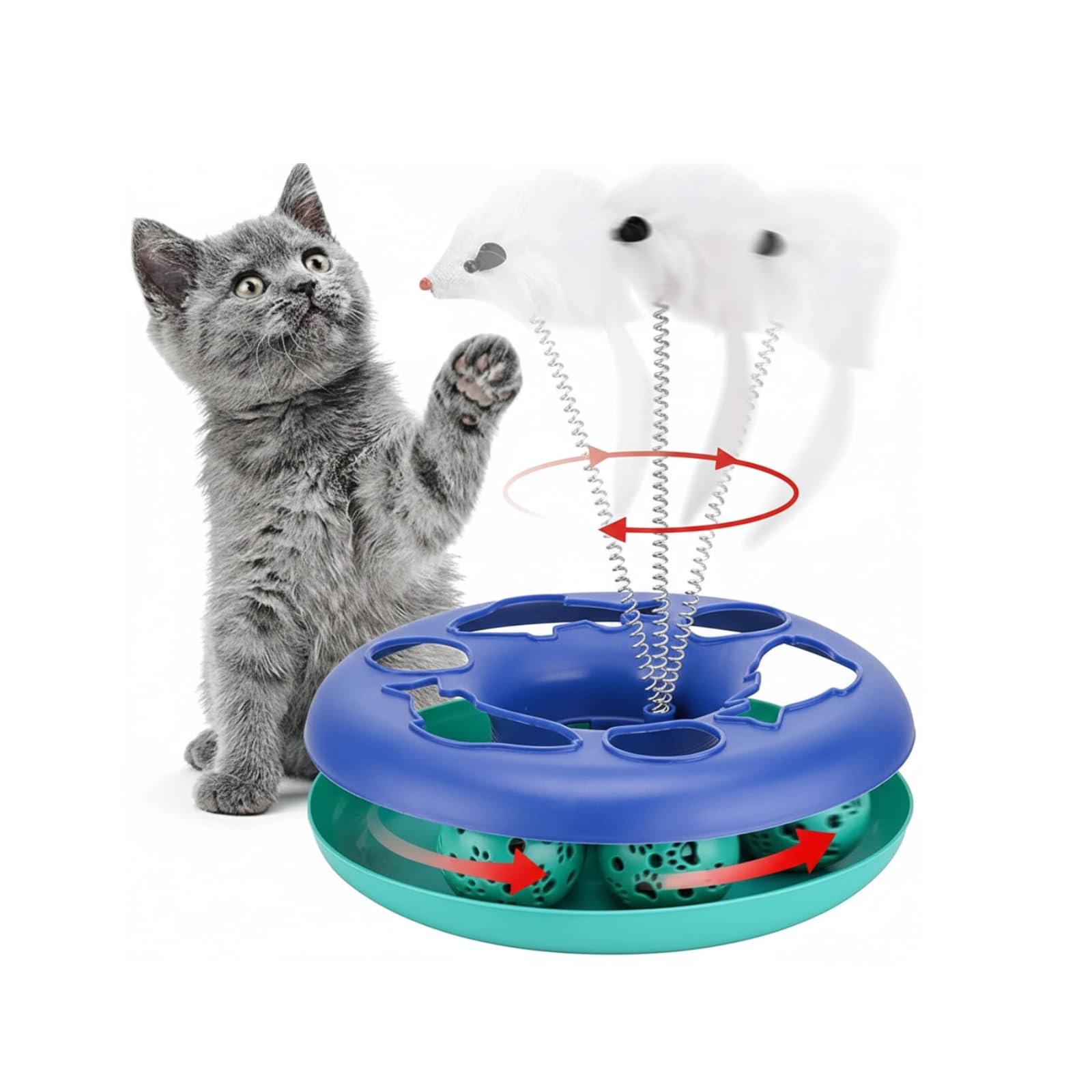 Kittupet Catch The Mouse Toy With Rolling Ball For Play, Hunting And Exercise  Interactive Cat Toy For Fun And Play (1 Piece)