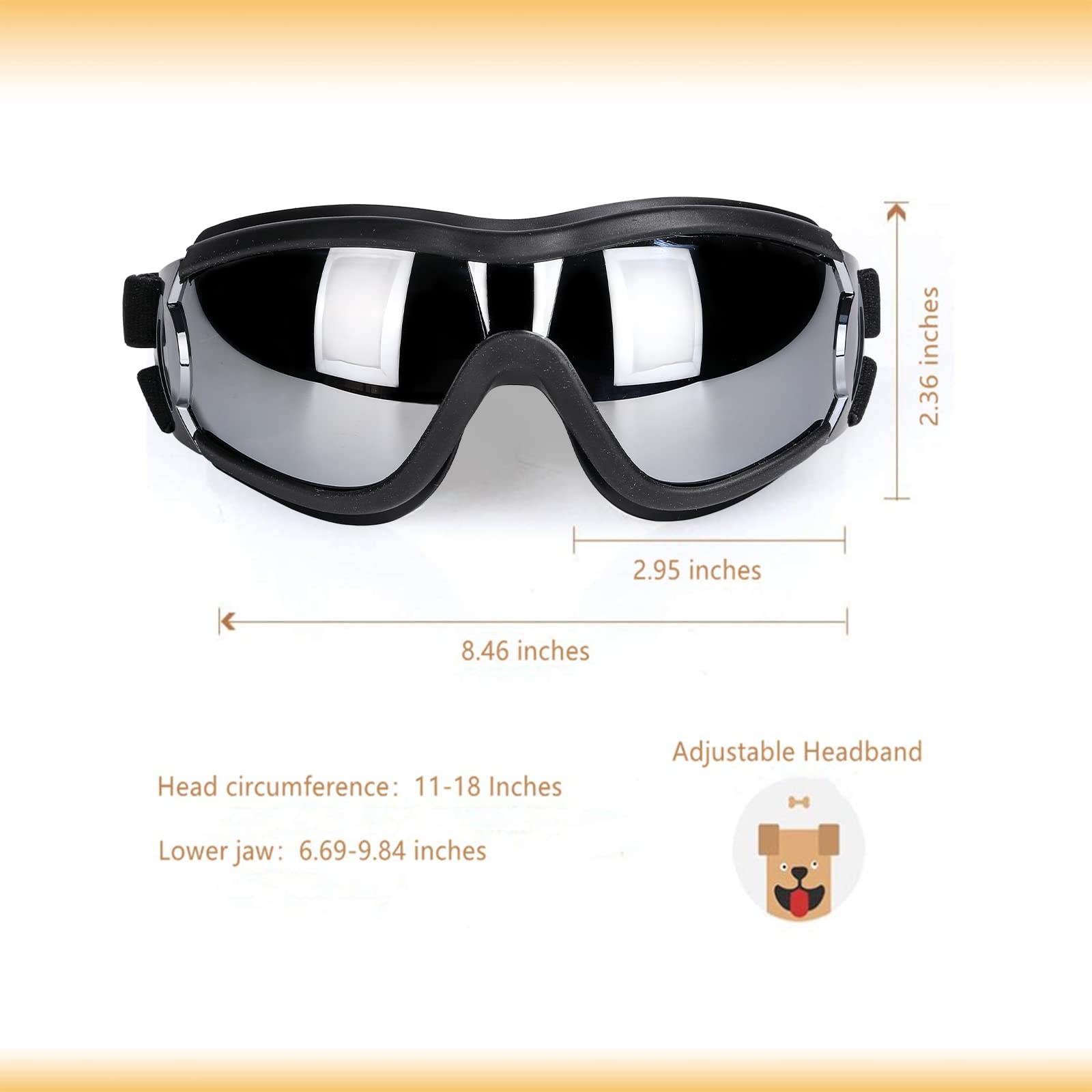 Nvted Dog Sunglasses/Goggles, Uv/Wind/Dust/Fog Protection Pet Glasses Eye Wear With Adjustable Strap For Medium Or Large Dog (Pack Of 1)