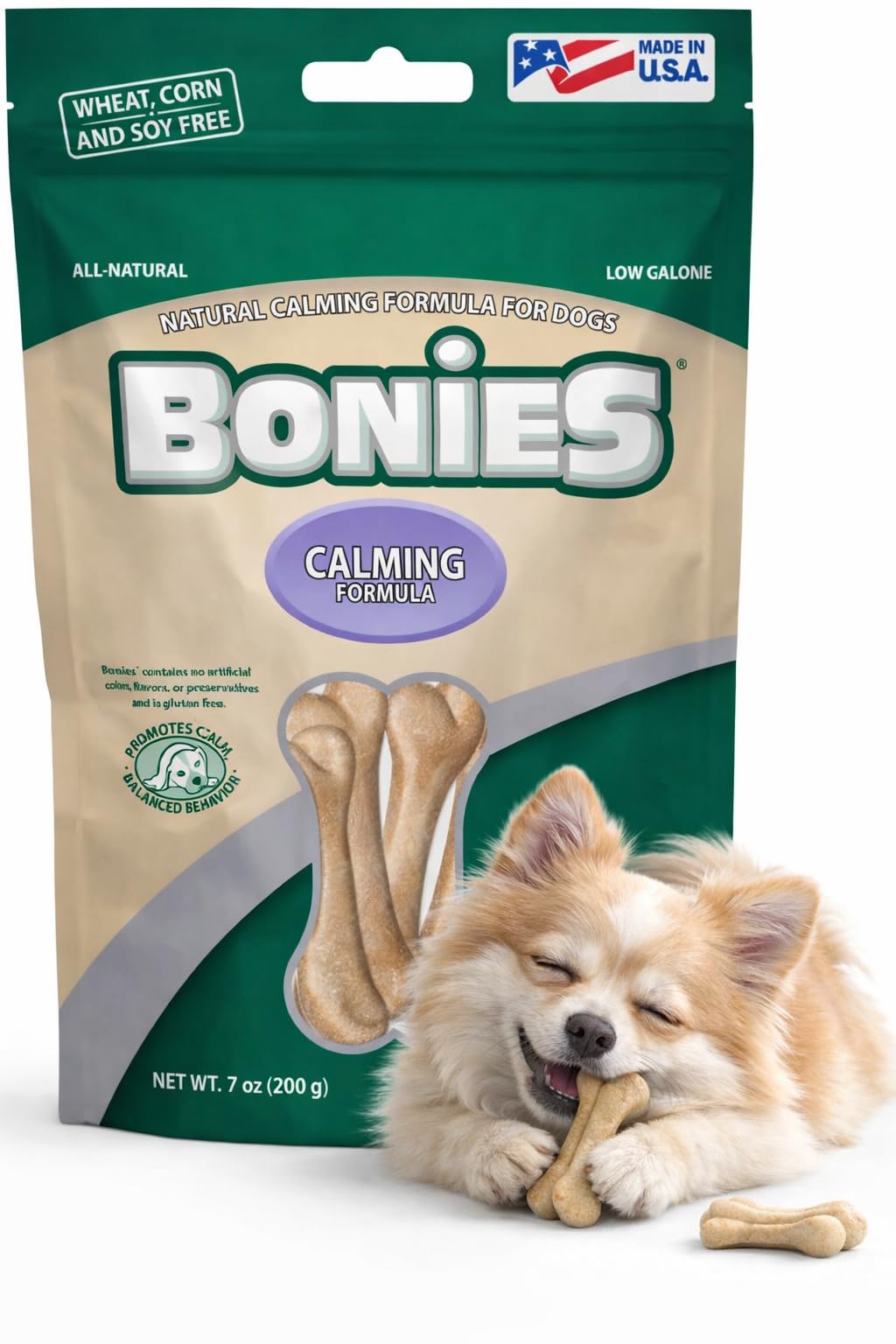 Bonies Natural Calming Formula Dog Treats - Contains Chamomile & Lavender, Help Anxiety, Excessive Barking & Trembling, Chicken 