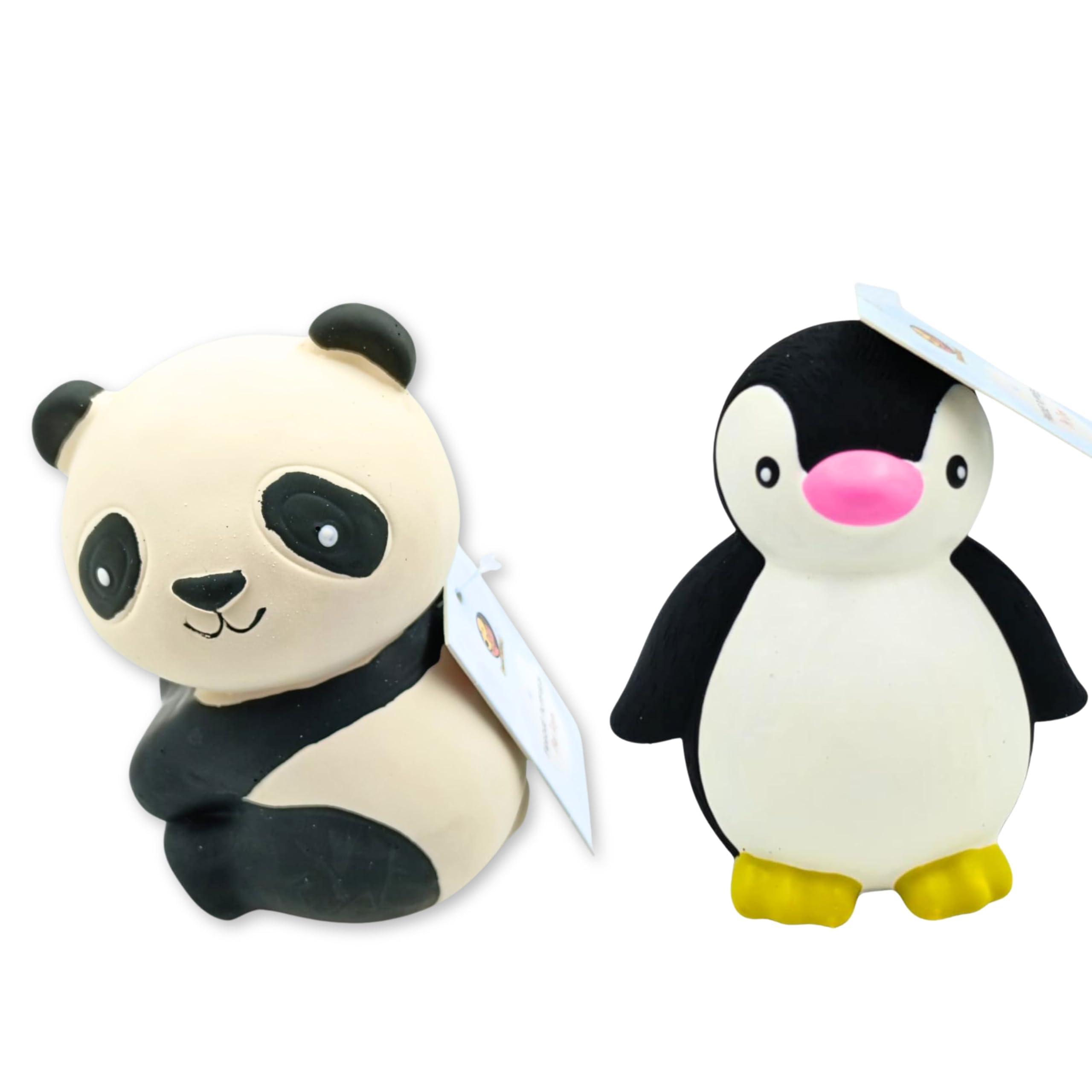 Foodie Puppies 2In1 Combo Of Latex Dog Squeaky Toy (Panda & Penguin) For Small Dogs & Puppies | Cotton Filled, Animal Design D