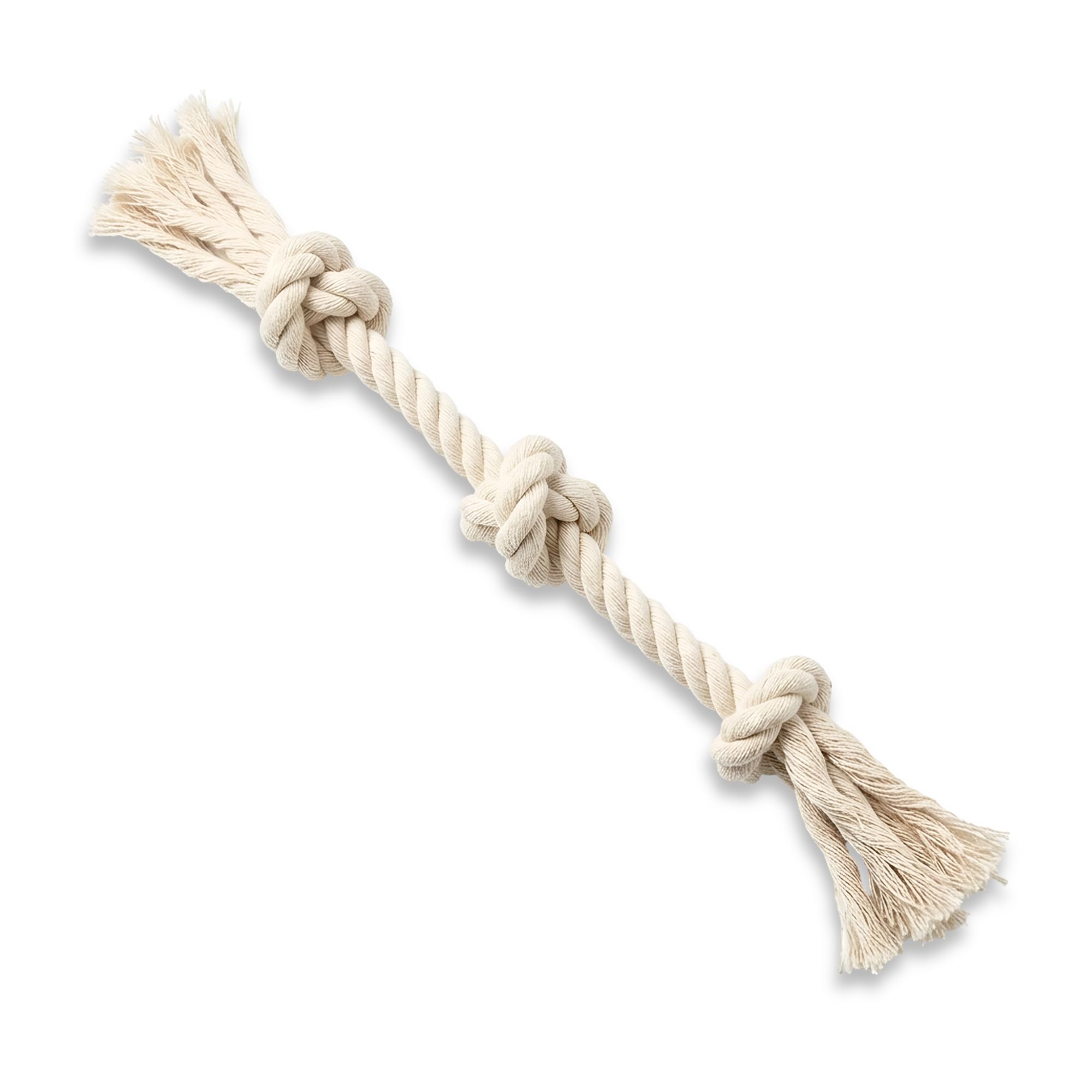 Kipenzi 3 Knot Dog Rope Toy | 100% Natural Cotton Rope Chew Toy For Aggressive Chewers | Interactive Tug Of War & Teeth Cleanin