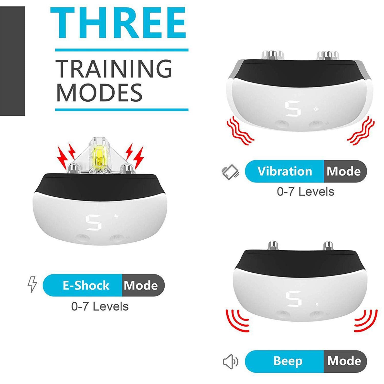 Shock Bark Collar For Dogs, Dog Barking Collar, Waterproof Bark Collar For Dogs, No Bark Collar Rechargeable With Anti-Misjudgment Design, Anti Bark Dog Training Collar By No Harm Shock Beep Vibration