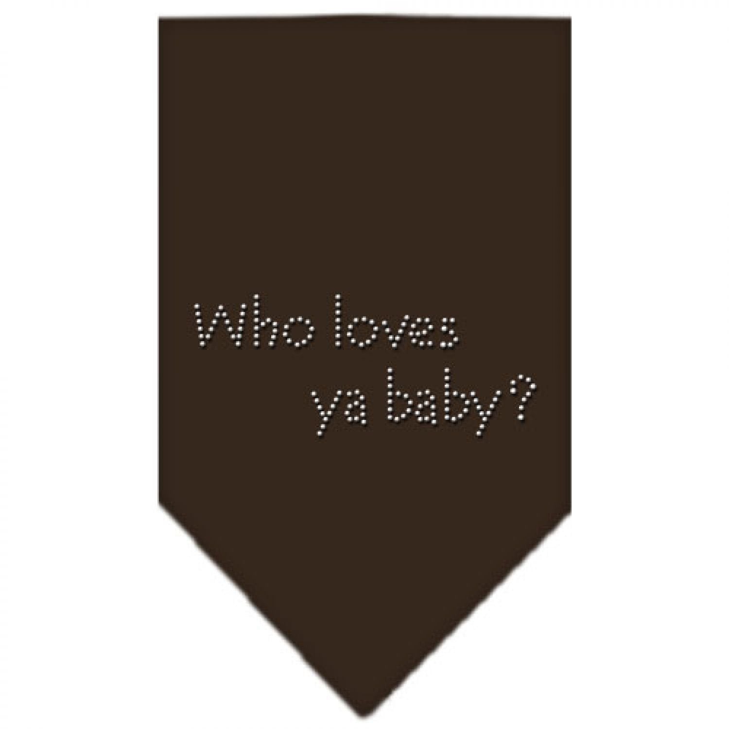 Mirage Pet Products Who Loves Ya Baby Rhinestone Bandana, Large, Cocoa
